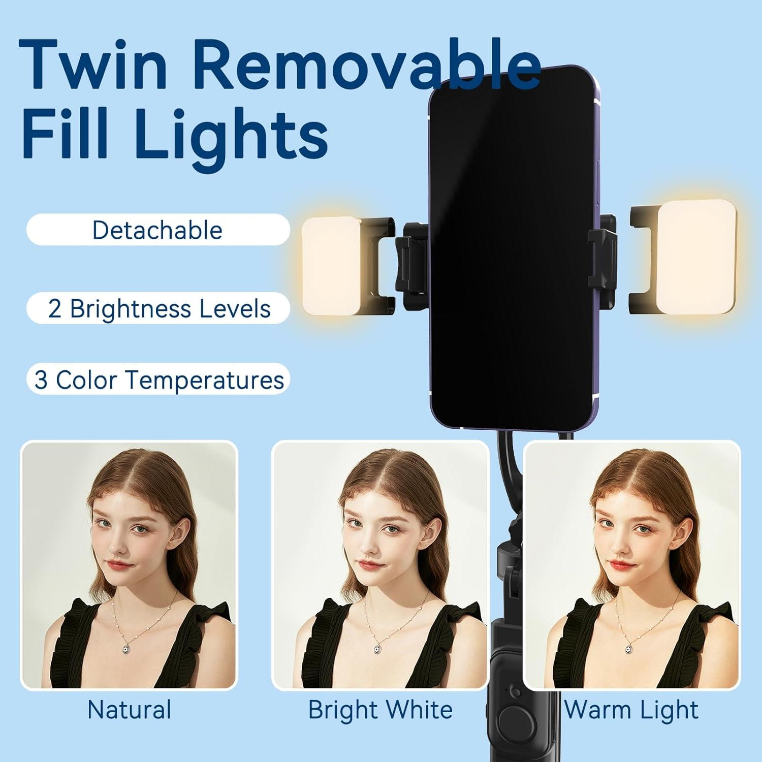 Giecy 180Cm Phone Tripod, Extendable Selfie Stick Tripod Travel Tripod Phone Holder Smartphone Tripod Stand with Wireless Remote & Fill Light Compatible with Iphone Android Phone, Camera, Gopro image number 3