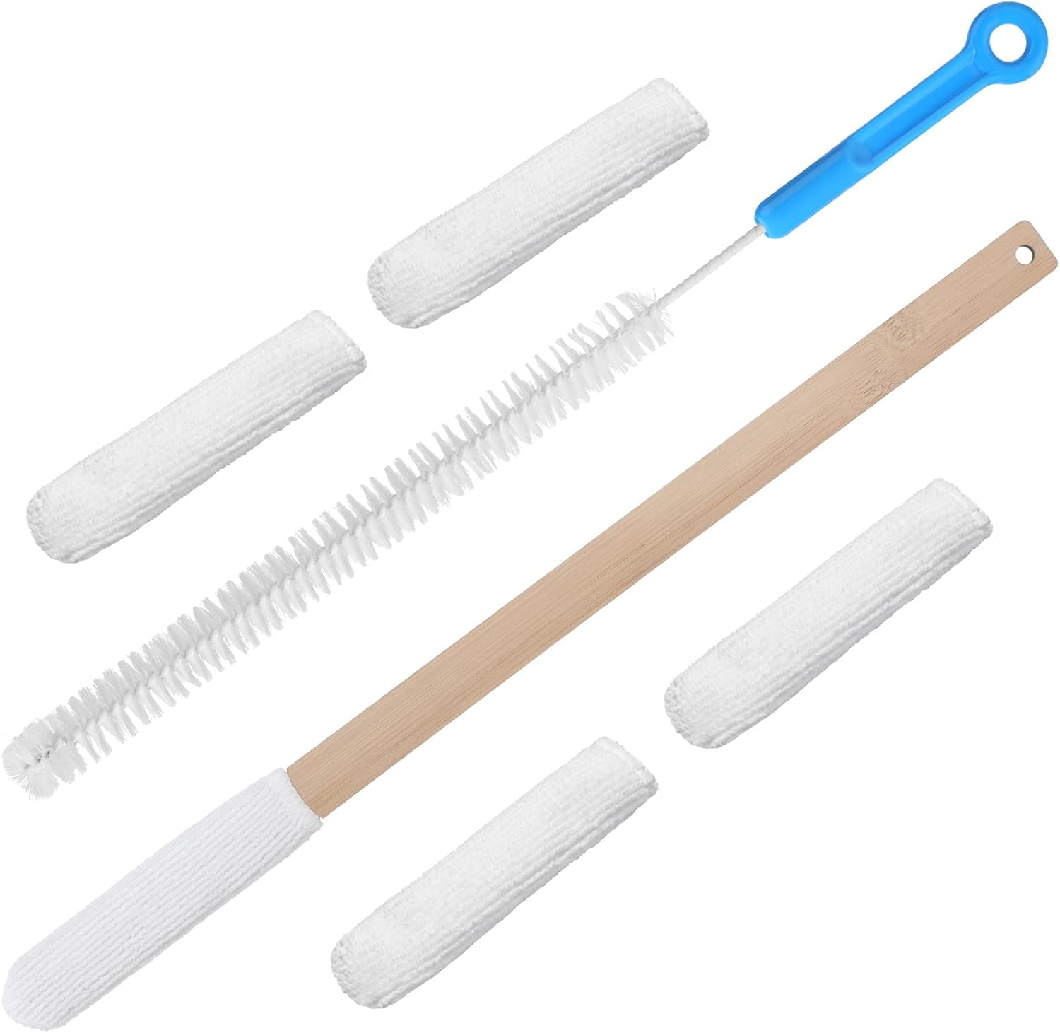 Yaomiao Set of 2 Long Handle Toe Brush 15.75 Inches Wooden Foot Towel Brush with Reusable Remove Soft Drying Covers for Foot Scrubber Cleaning between Toes image number 6