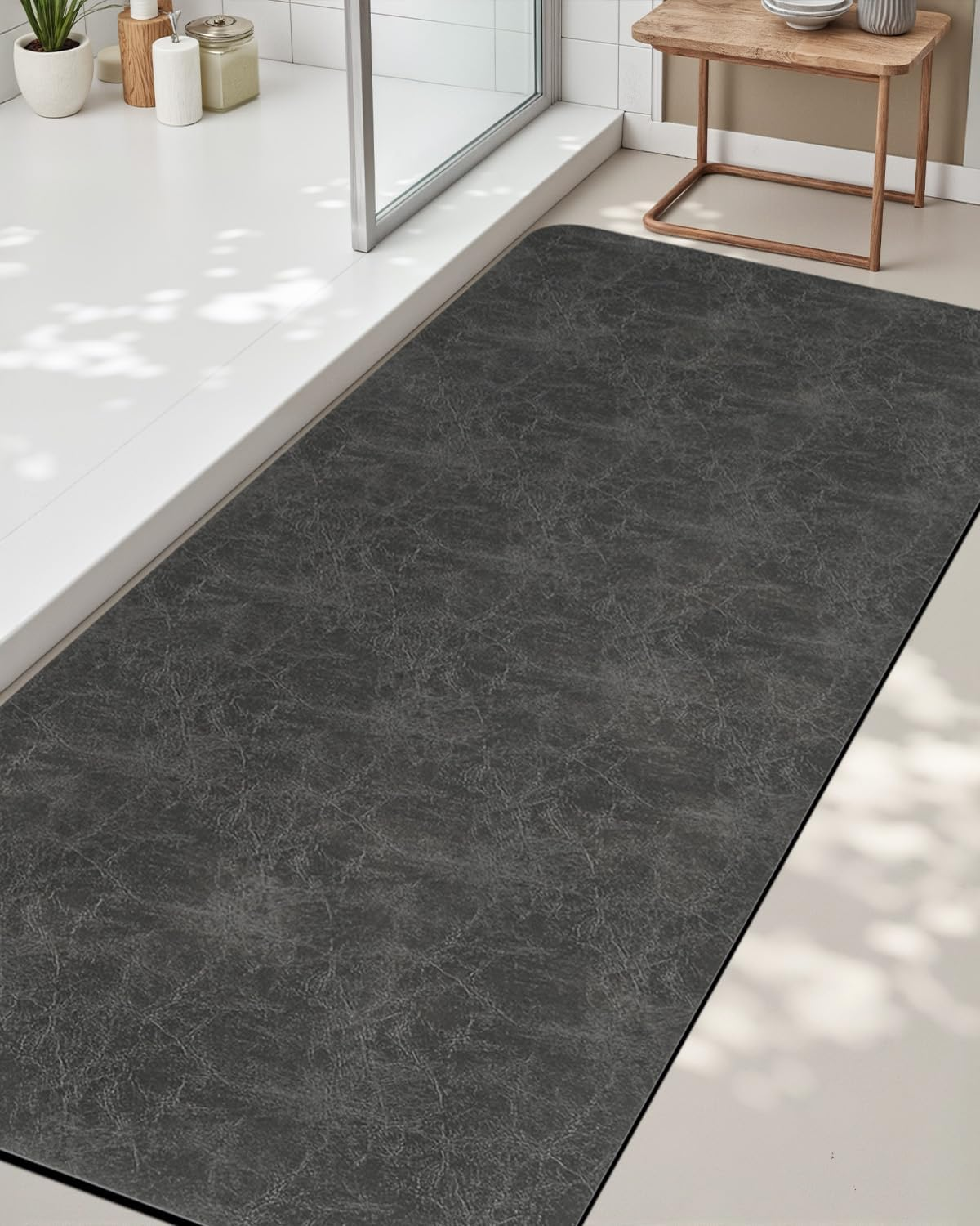 DEXI Super Absorbent Bath Mat 43 X 110 Cm, Non-Slip Washable Rugs for Shower Floor, Thin and Quick Dry Bathmat for Tub, Toilet, Sink, Bathroom Accessories, Dark Grey image number 2