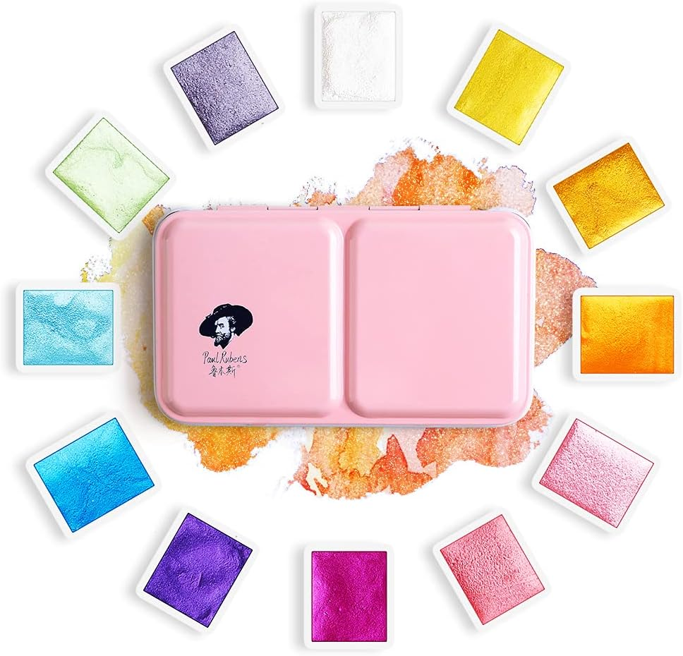 Paul Rubens Professional Watercolor Paint Set Artist Grade, 24 Vivid Colors with Portable Metal Box for Artists, Beginners, Hobbyists, Students