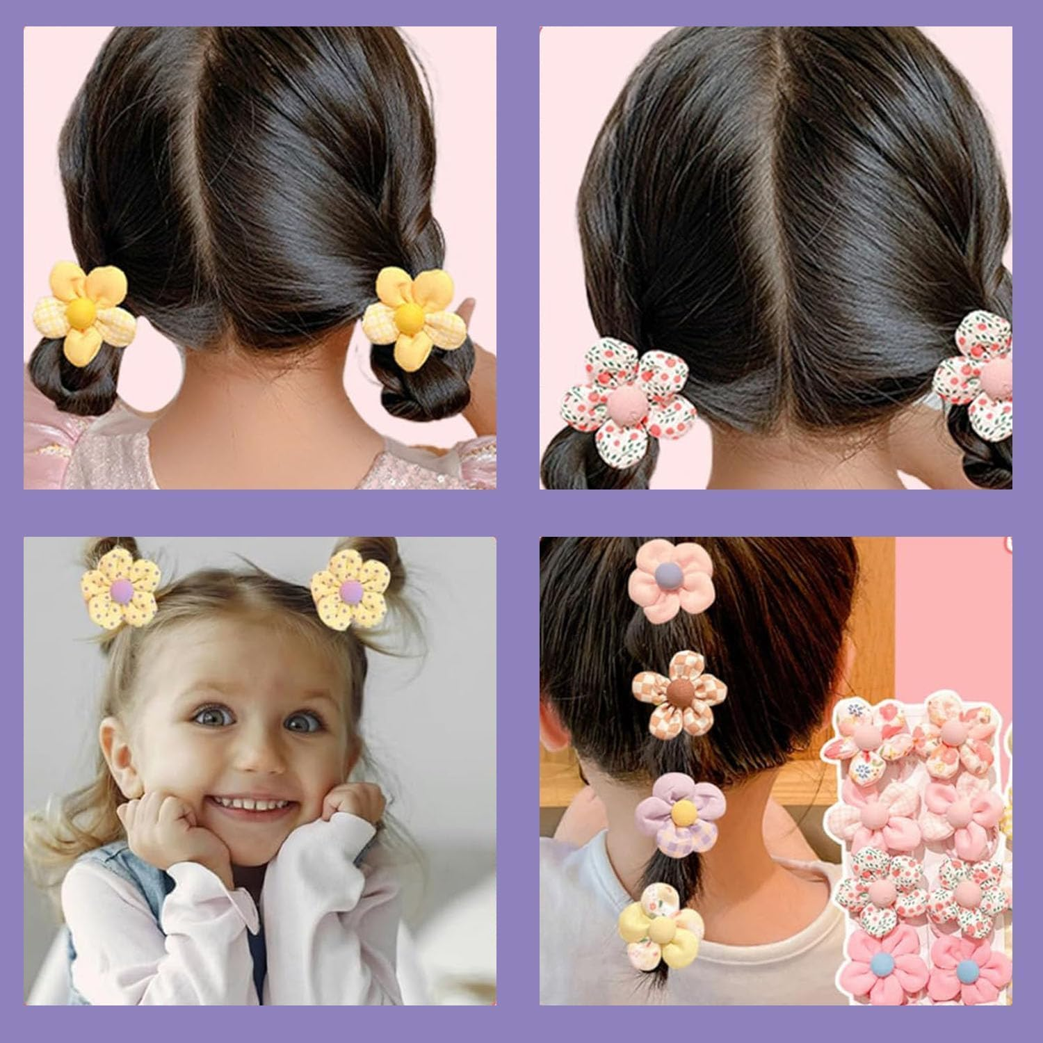 Flower Hair Ties Cute Rubber Bands, 40Pcs Flower Cute Hair Ties Rubber Bands, Flower Hair Tie Baby Toddler Hair Bands