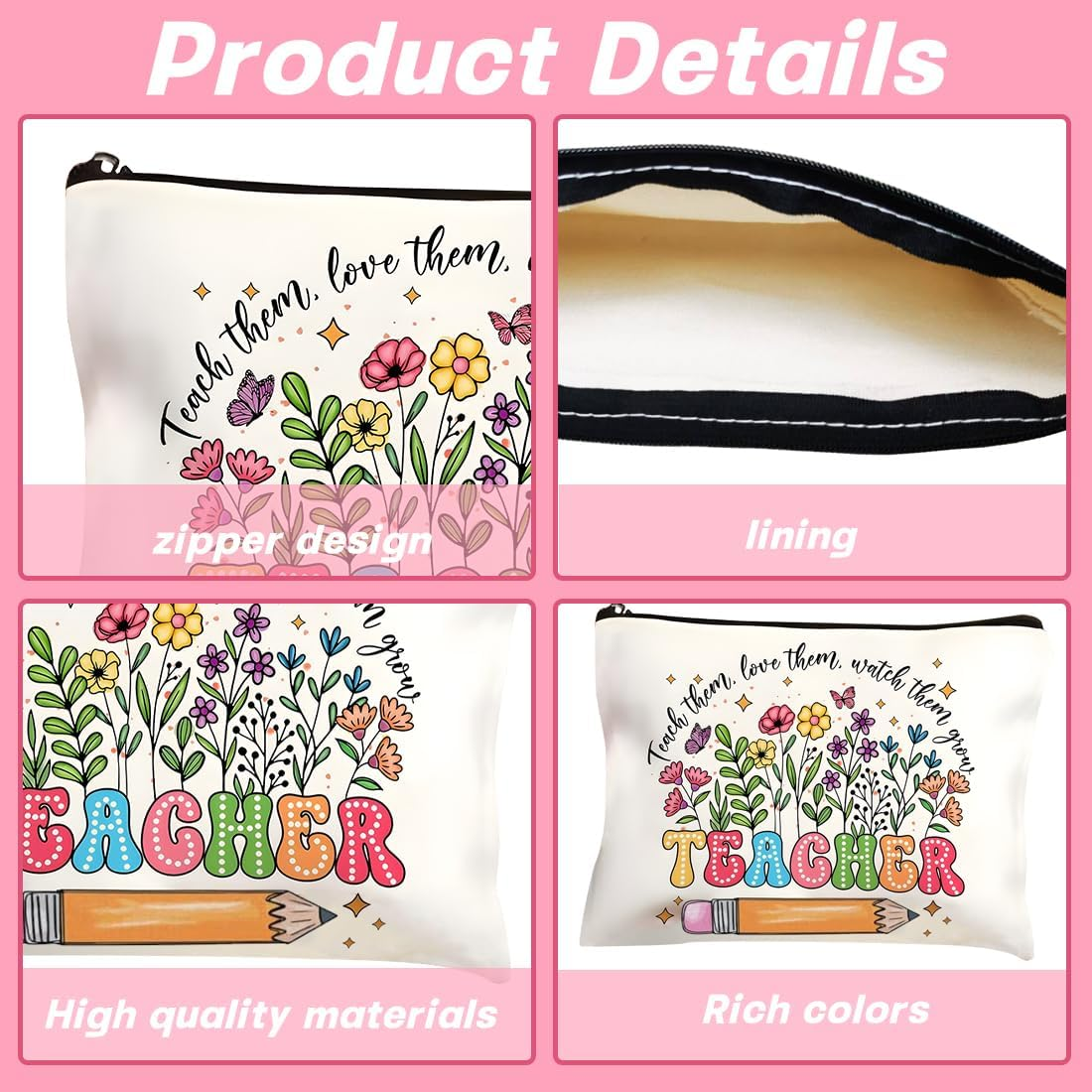 GXGM 1 X Canvas Bag Thank You Gifts, Multifunctional with Zip, Leaving Teacher'S Day, Leaving Nursery, Storage Bag image number 1