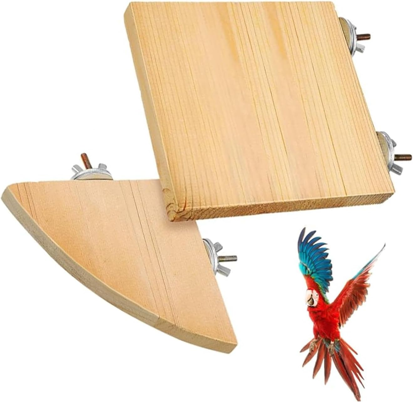 Ksngtixe 2Pcs Natural Wooden Bird Perch Stands, Flat Platform for Small Parrots, Cockatiels & Parakeets - Easy Install Cage Accessories for Playtime, Chewing Fun & Climbing image number 2