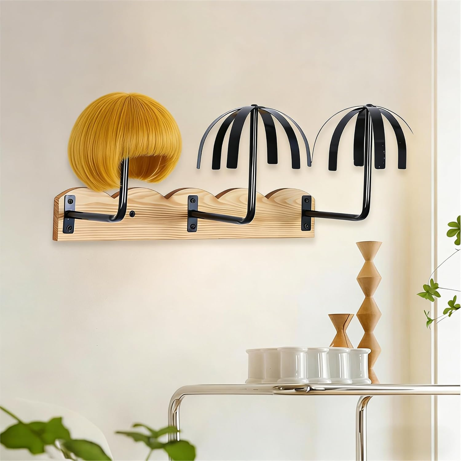 Holdonelight Wall Mounted Wig Stand Multi Wig Holder Storage Styling
