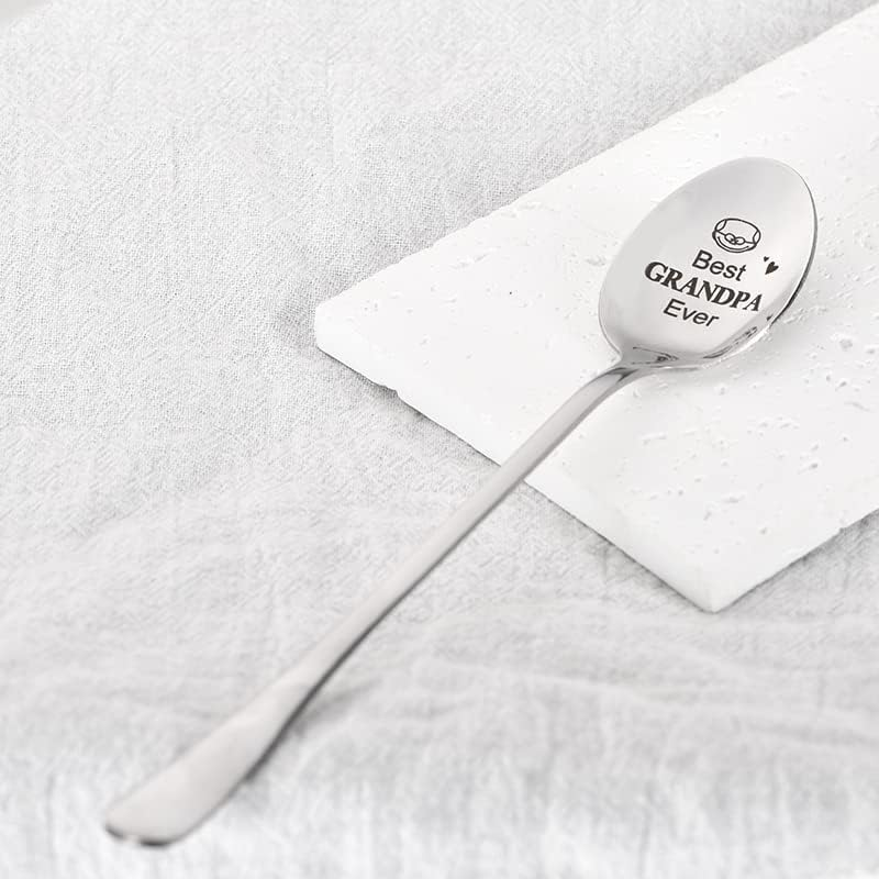 Fathers Day Birthday Gifts Spoon for Grandpa Grandfather Best Grandpa Ever Spoon Gifts for Papa Christmas Day Present Granddad Granddaddy Coffee Spoons Gift from Grandson Grandaughter image number 2