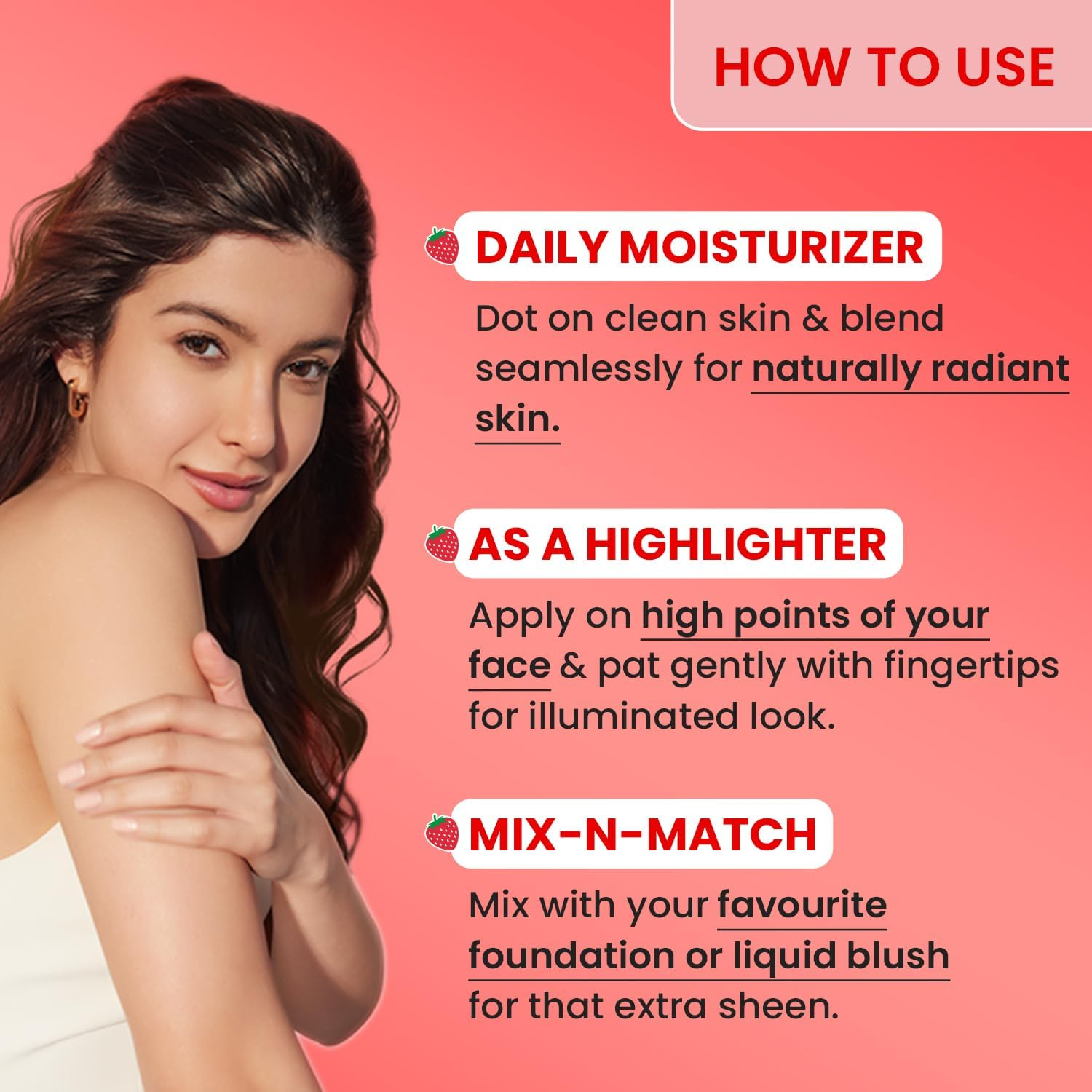 DOT & KEY Strawberry Dew Strobe Cream for Face Skin Radiance Cream | Moisturizer & Highlighter for Face | for Dewy Glazed Instant Glow | Boosts Hydration | for All Skin Types | for Women & Men | 30Ml image number 2