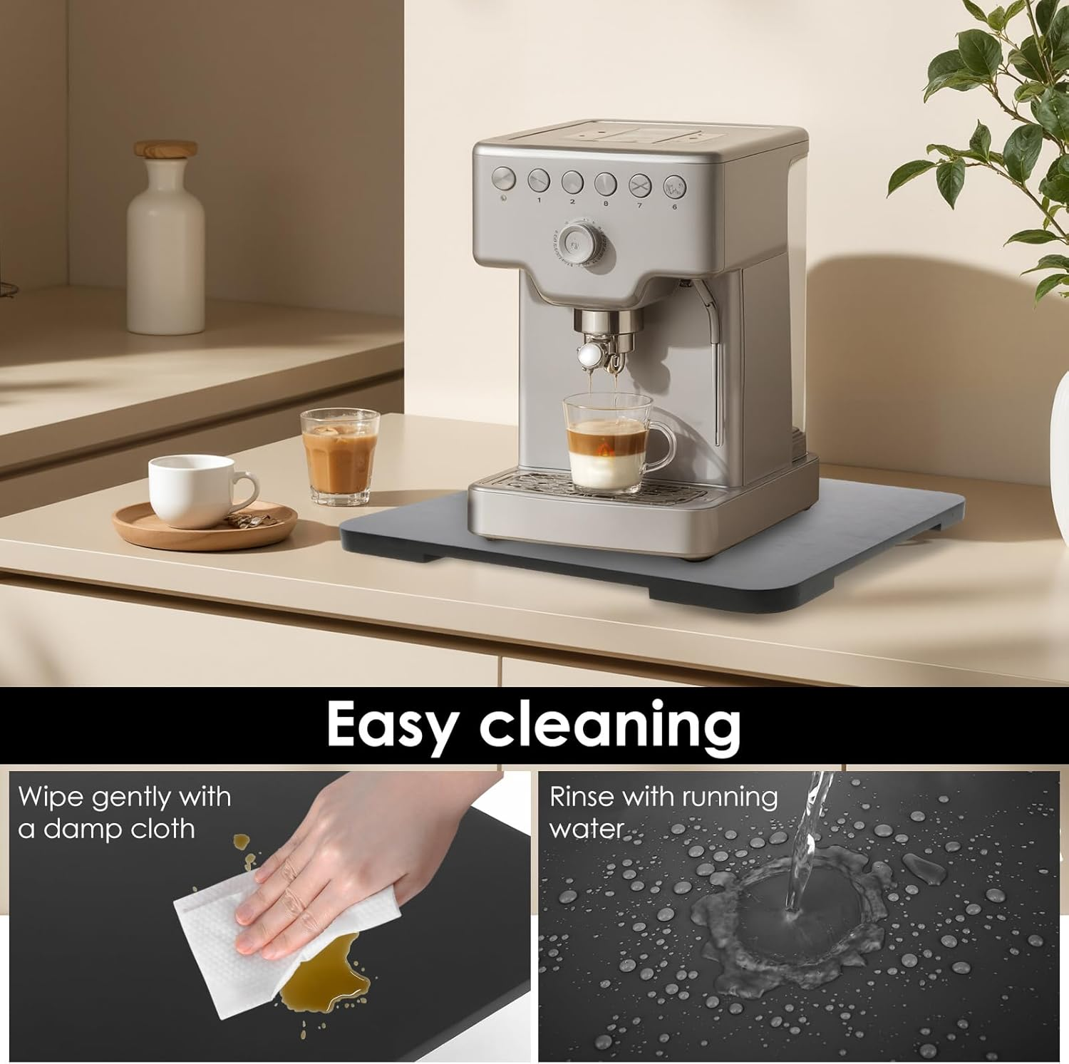 360&deg; Appliance Sliding Tray for Appliances, 360&deg; Rolling Tray Bamboo Appliance Slider with Universal Wheels, Sliding Tray for Coffee Maker Appliances Mat Easily from under the Cabinet image number 3