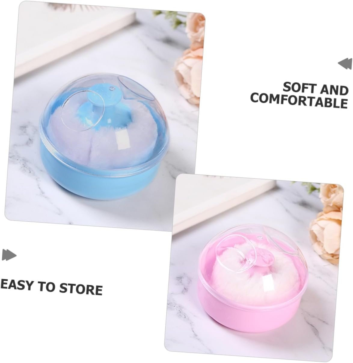 2Pcs Powder Puff for Body Face Powder Gentle Puff Storage Box Comfortable Easy to Use image number 6