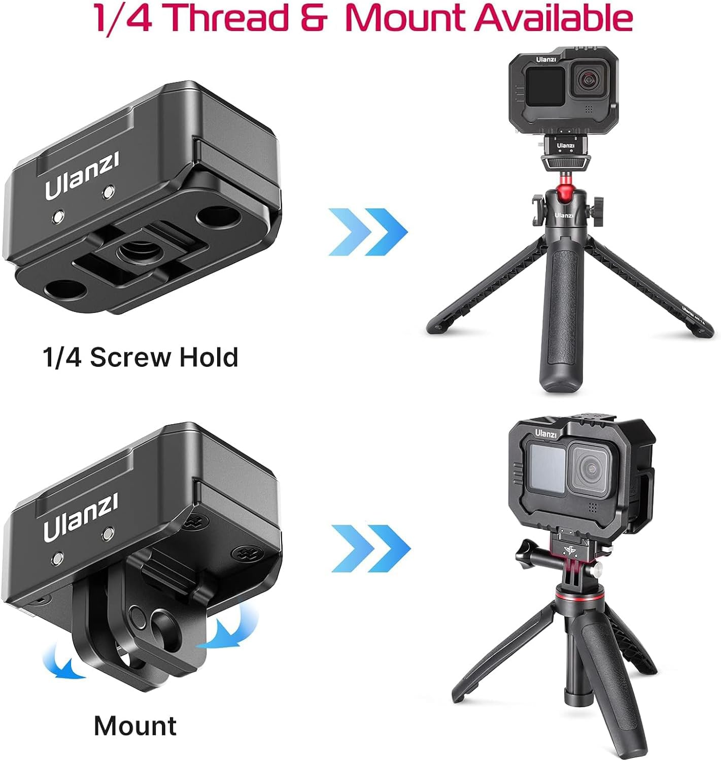 Camera Quick Release Tripod Mount, ULANZI Hummingbird DSLR QR Plate Adapter Vlog Filmmaking Quick Accessories Kits for Action Camera/Dji Zhiyun Gimbals/Dji Osmo Action/Insta360/ Canon/Sony/Nikon image number 2