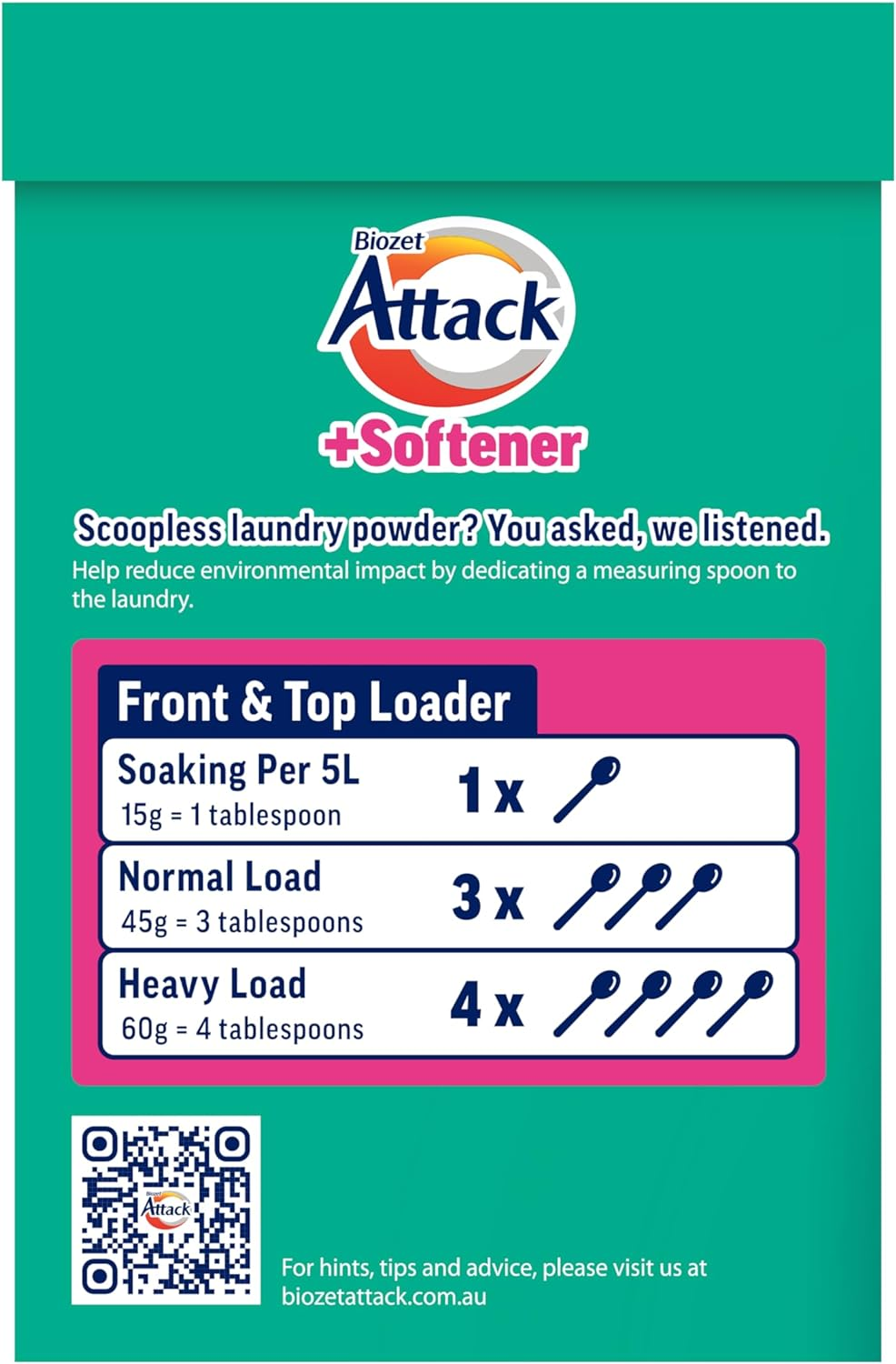 Biozet Attack plus Softener Powder Detergent, 2 Kilograms image number 4