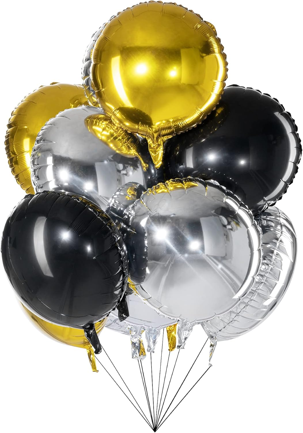 18" Black Gold Big Balloons Star Foil Mylar Helium Balloons for Party Decorations, Pack of 20