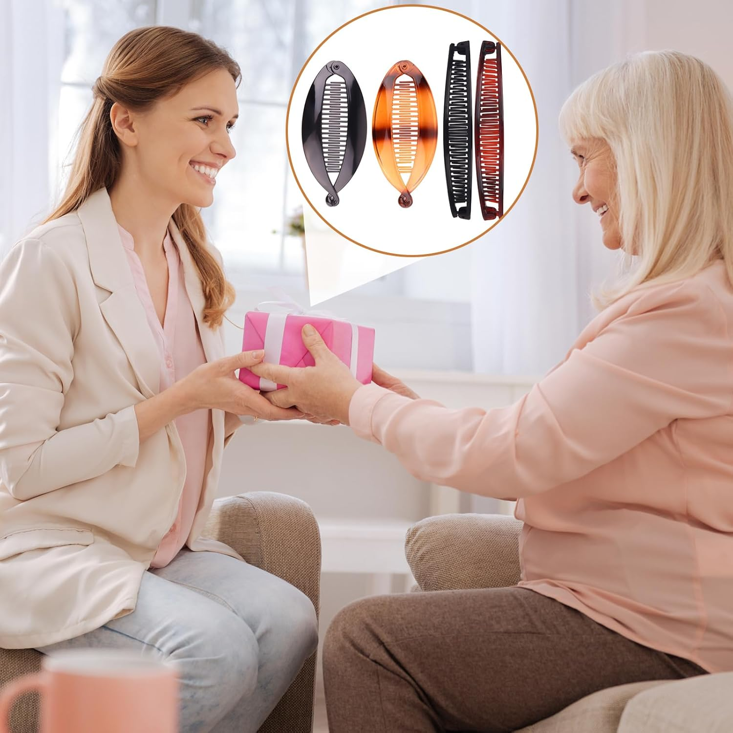 AYNKH 4 Pieces Banana Hair Clips, Women Clips Long Hair Ponytail Plaiter Set for Fine and Thick Hair for Girls image number 4