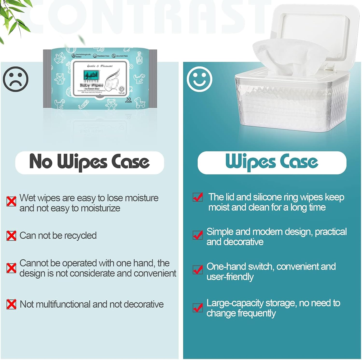 BDZBREN Wipes Holders, Dustproof Large Capacity Wipes Dispenser Box Case with Lid Keep Diaper Wipes Fresh (White) - Blue image number 5