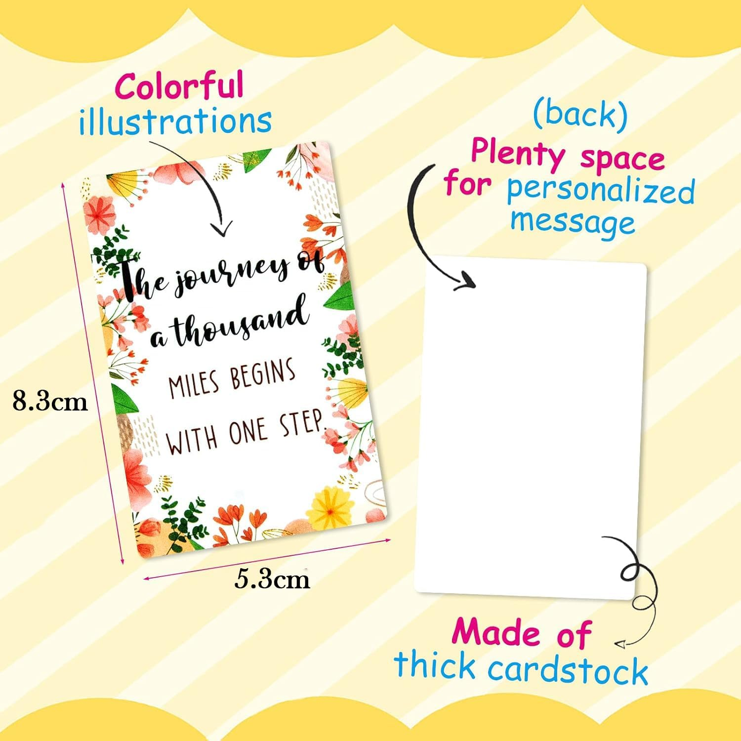 72Pcs Motivational Encouragement Quote Cards Inspirational Cards Positive Kindness Card Small Mini Encouragement Card for Women Students Girls Teens-8.3X5.3Cm image number 3