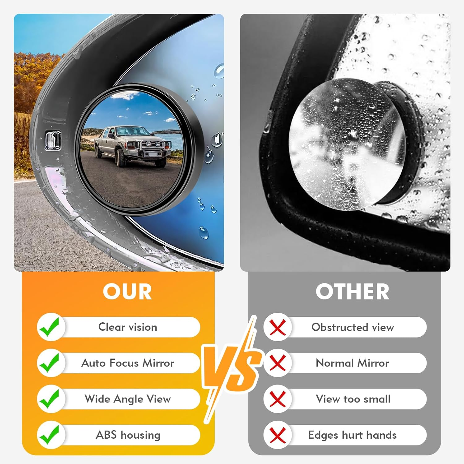 2Pcs Blind Spot Mirrors for Cars round 360&deg; Rotate Convex Blindspot Mirrors for Car, Waterproof HD Glass Blind Spot Mirrors, Car Mirror for General Motors SUV Truck Traffic Safety image number 4