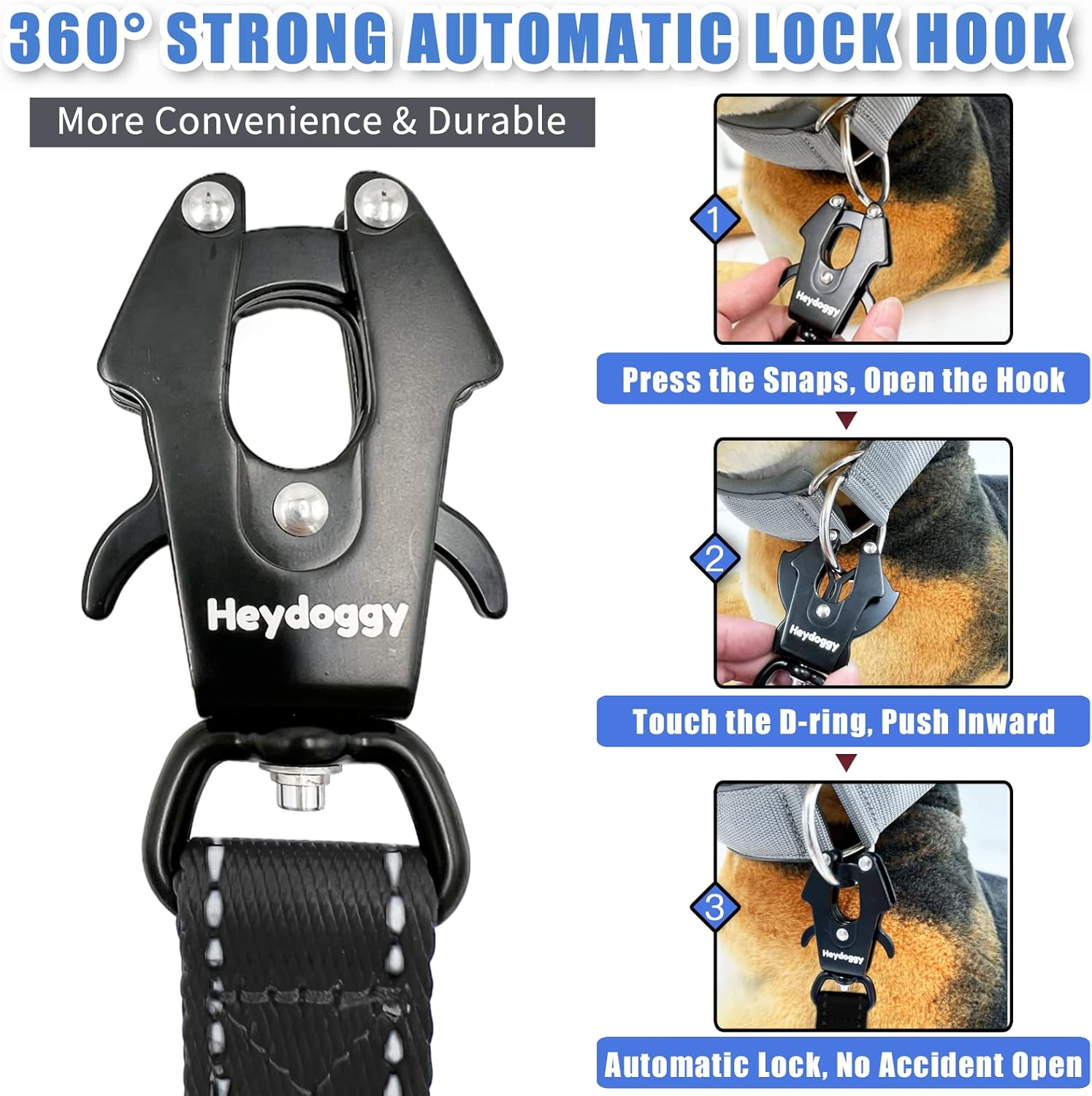 Strong Heavy Duty Dog Leash - 4Ft Reflective Nylon Training Leash with Soft Padded Double Handle & Auto Lock Frog Clip - Safety Traffic Control for Large Medium Small Dog No Pull Walk Black Orange,4Ft