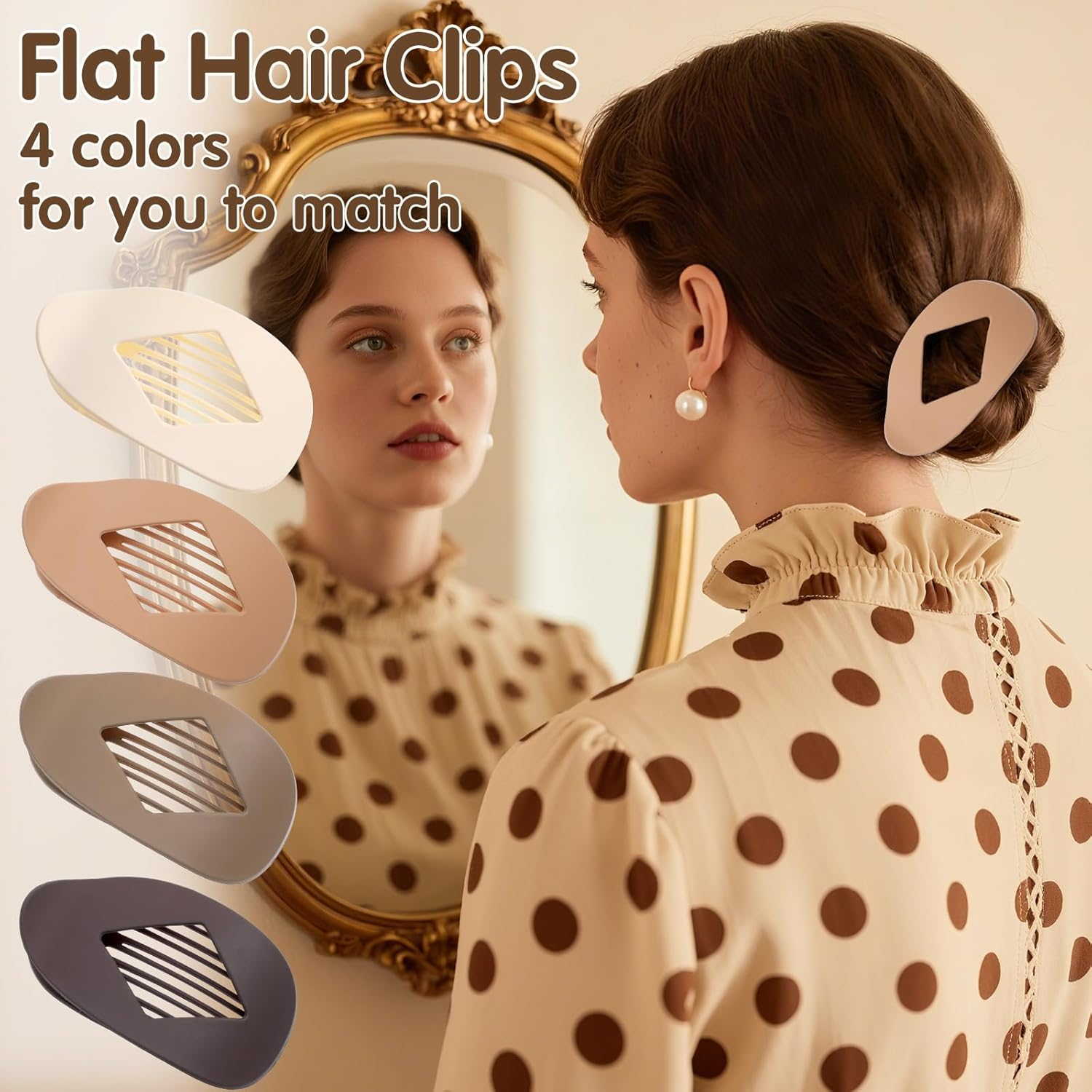 Hecla 4Pcs French Flat Hair Clips Matt Curved Hair Clips with Duck Bill Secure Strong Hold Claw Clips for Lying down Non-Slip Claw Clip Duckbill Accessories Halloween image number 4