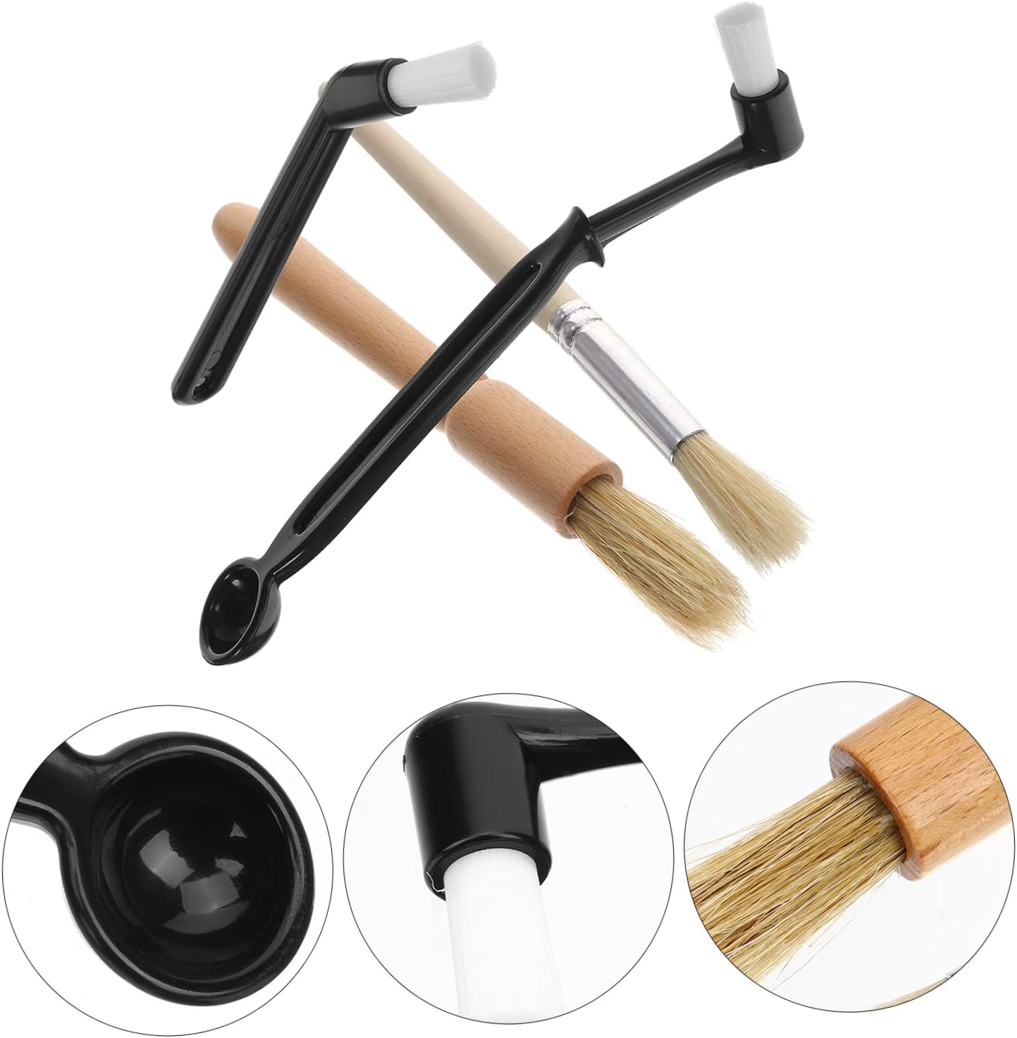 KICHOUSE 3 Sets Espresso Maker Brush Machine Cleaning Brush for Espresso Machine Long Handle for Tea Powder Sugar Baking Powder image number 2