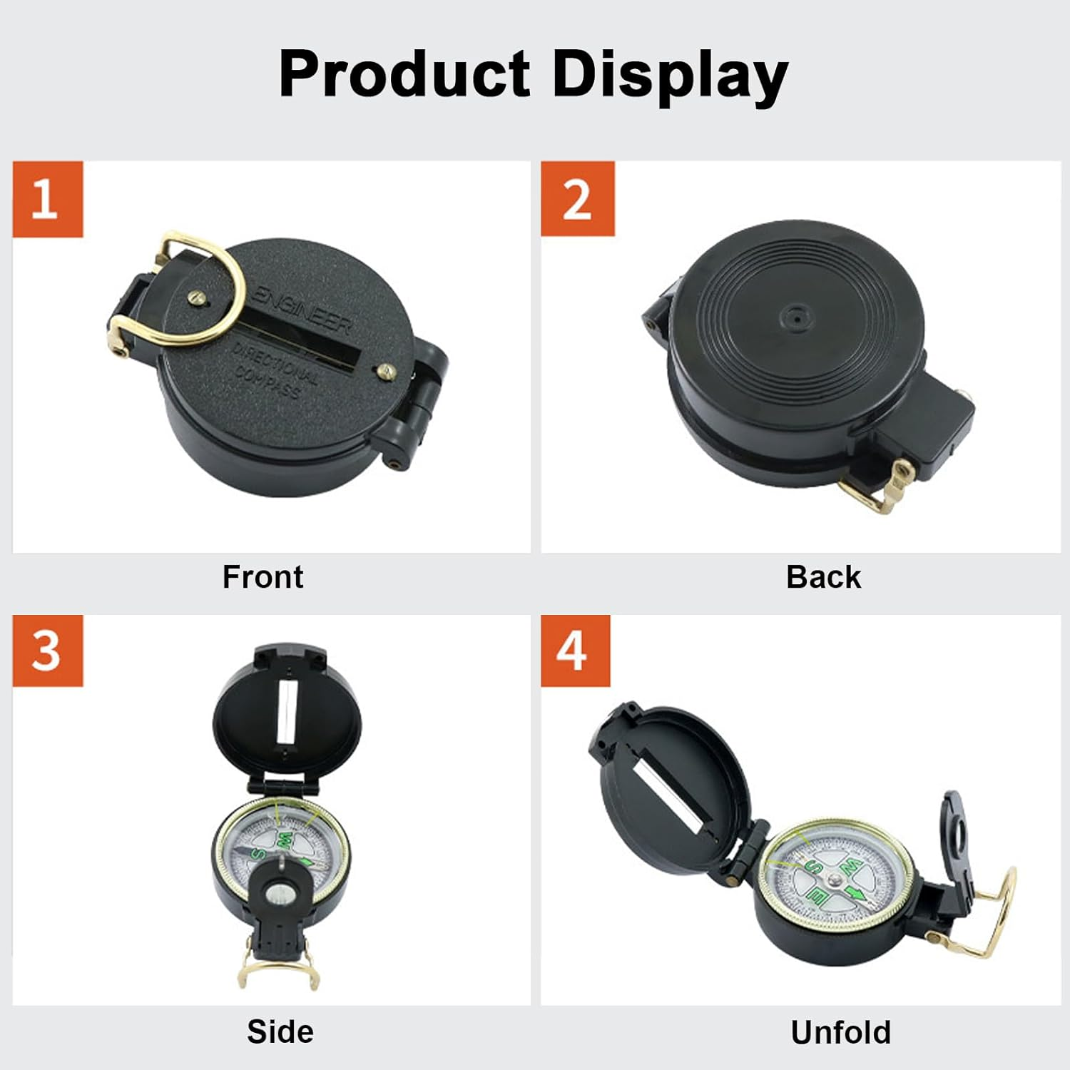 YQQZQ 1 Pack Black Compass,Waterproof and Shakeproof Pouch for Camping Hiking Climbing Biking Exploring Geology Outdoor Activities image number 2