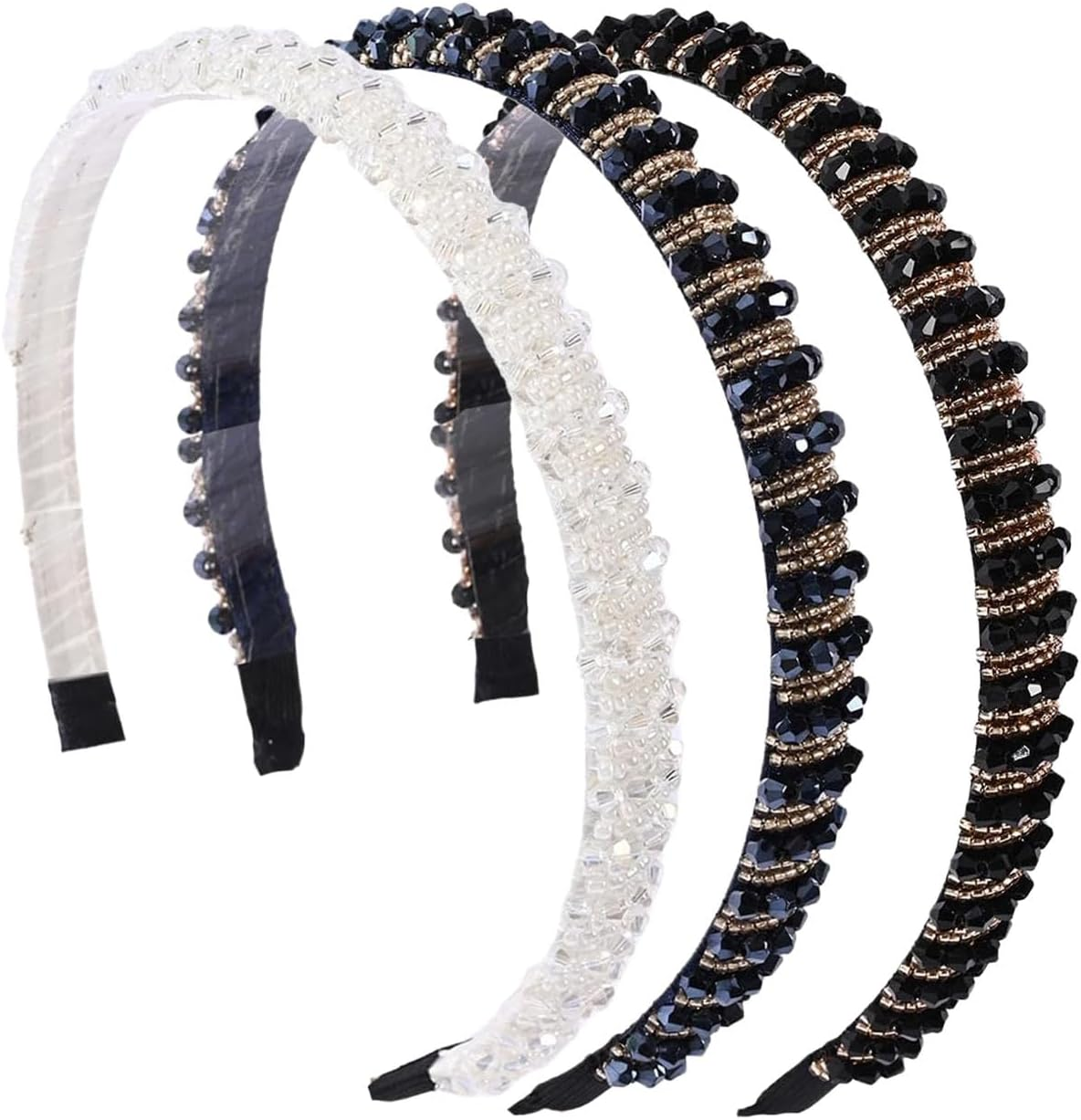 BPTRKOM Pack of 3 Glitter Headband for Women - Glitter Headband, Rhinestone Hair Band, Bling, Crystal Headbands, Thin Hair Bands, for Wedding, Evening Party, Prom image number 2