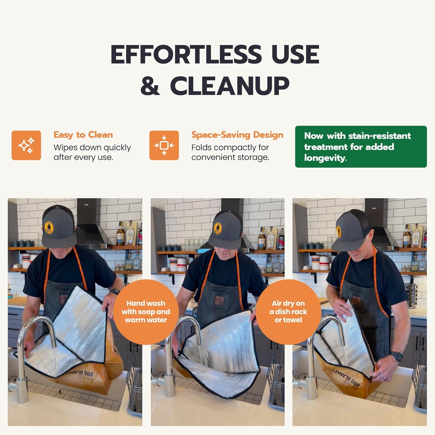 Rest EZ BBQ Blanket&reg; - Insulated Meat Resting Bag for Moisture Retention and Tender BBQ - Heavy-Duty with Wide Mouth Design for Briskets, Pork Shoulders, Steaks - Black - Khaki image number 5