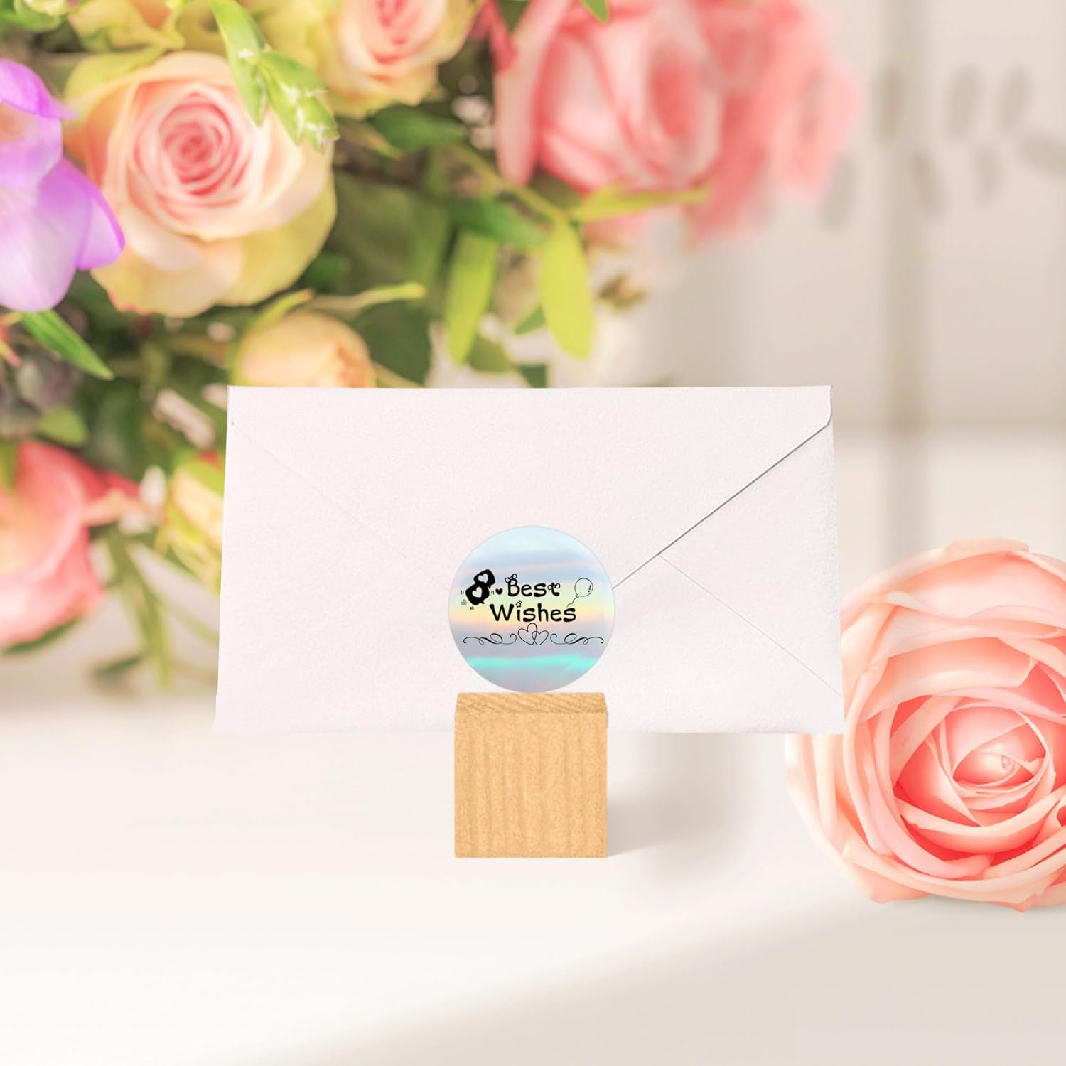 2'' Holographic Thermal Labels - 400Pcs round Thermal Printer Labels, Waterproof Thermal Printer Stickers for Logo Design, Name/Price Tag, Thanks Card, Address, QR Code, 400 Labels/Roll image number 2