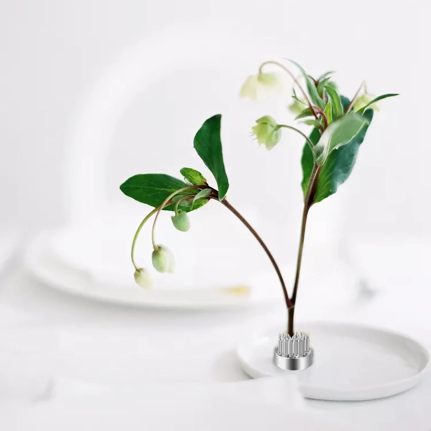 12 Pack Kenzan Ikebana Flower Frogs, 0.9 Inch Flower Spiky Frog Japanese Pin Frog, Sliver Floral Fixed Tools, Metal Arrangement Holder for Small Vase