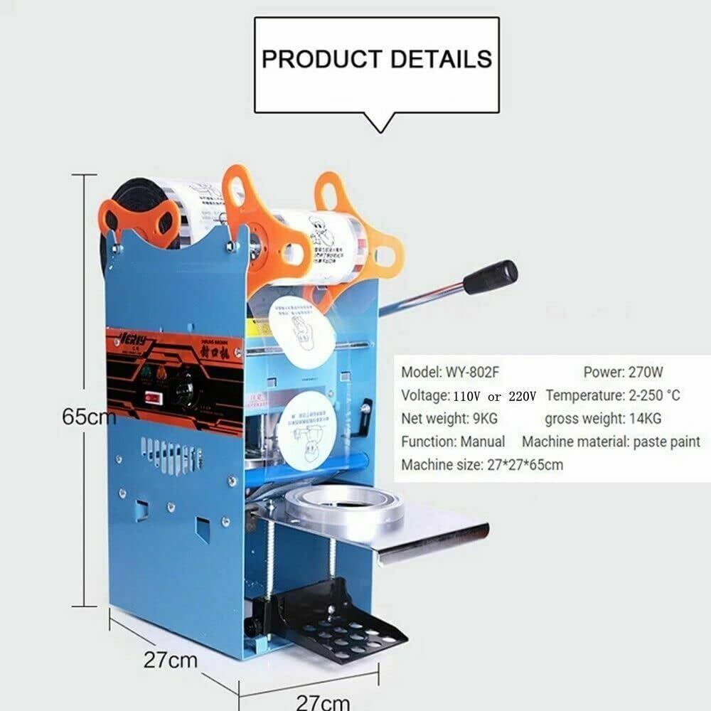 MAIAKK Electric Plastic Cups Sealing Machine Boba Bubble Tea Uice Drink Sealer Pressure Lid Sealing Maker Bubble Milk Tea Shop Closure Cup Sealing Machine 300-500 Cups/H image number 5