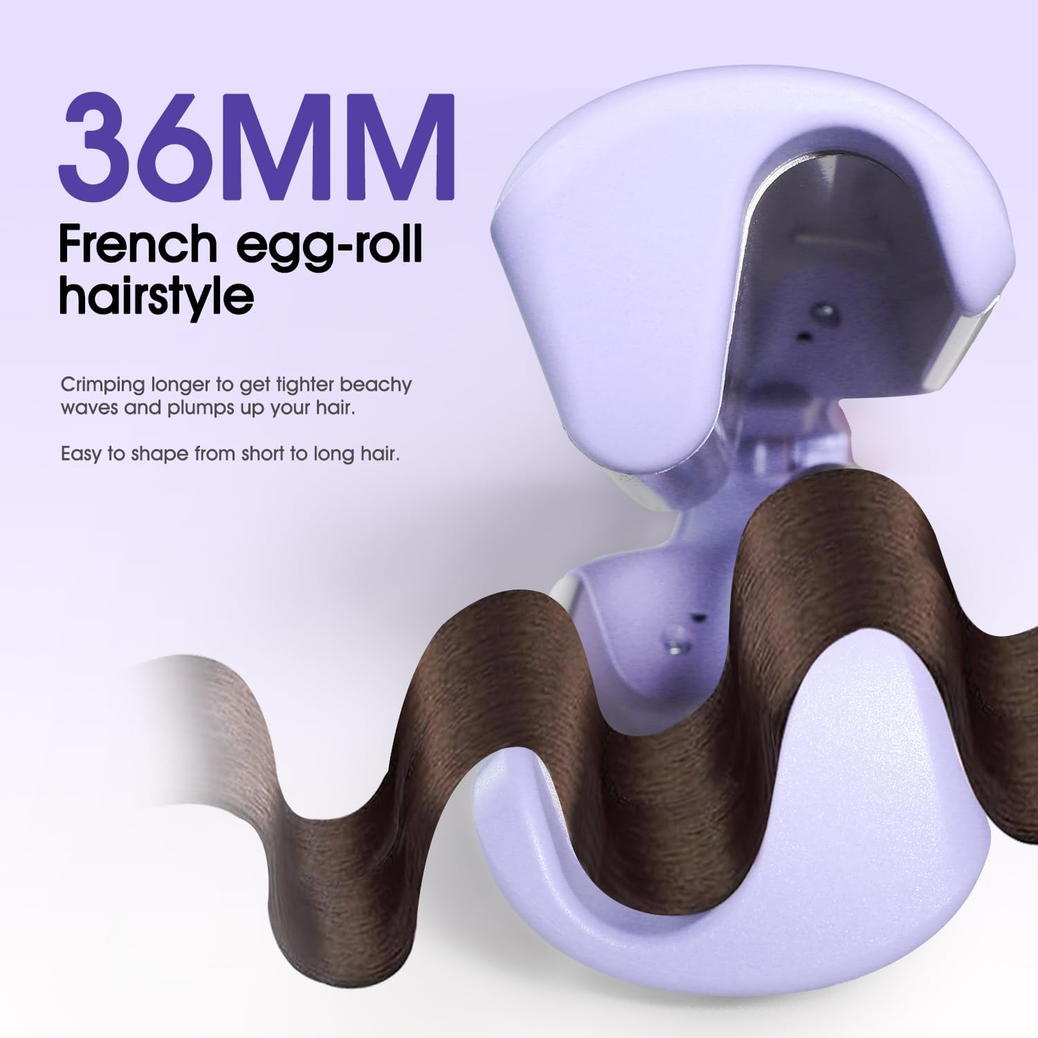 Tieumioe Hair Waver Crimper Tool Professional 1 Inch Hair Waver Iron for Beach Waves & Defined Curls - Ceramic Barrel, Adjustable Heat Settings - Purple