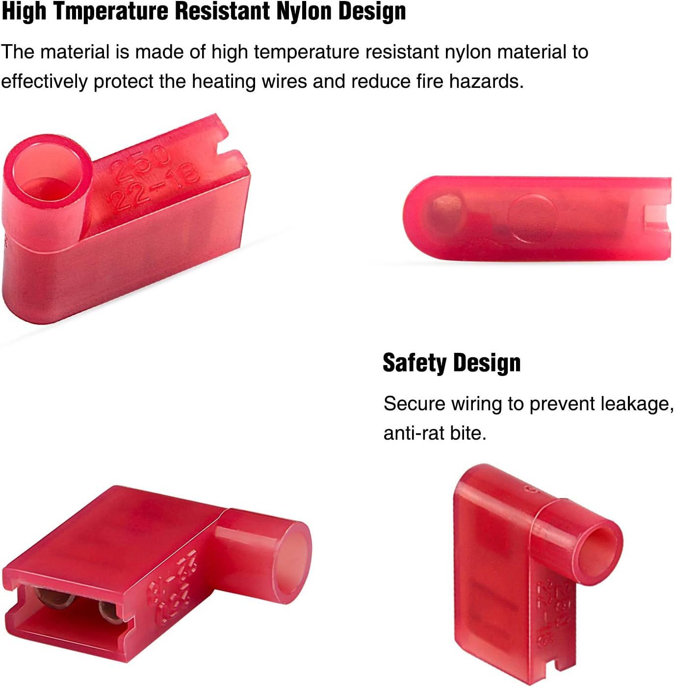 Nilight 50047R 110Pcs Nylon Flag Spade Female Insulated Quick Disconnects 22-18 16-14 12-10 Gauge Flag Spade Electrical Crimp Terminals Connector Assortment Set