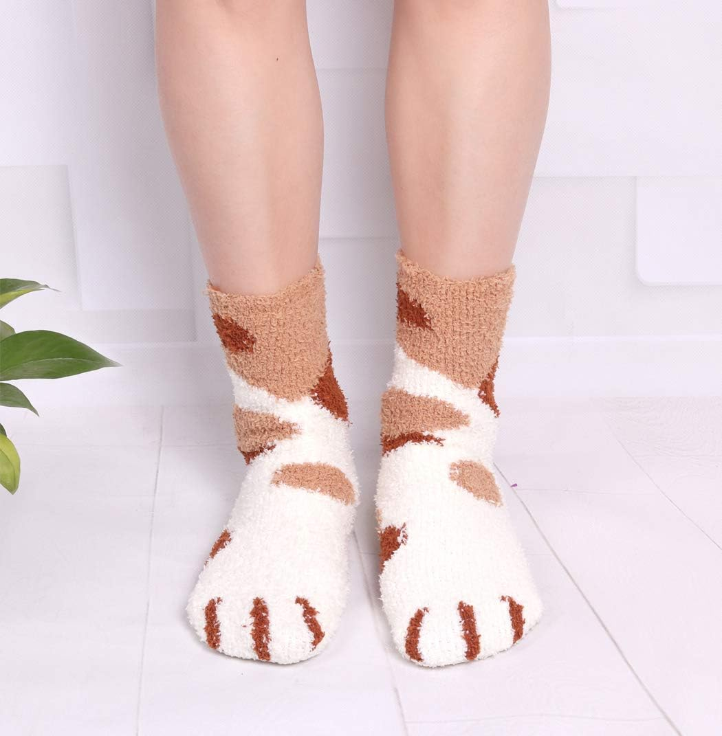 Plush Slipper Socks Women - Colorful Warm Crew Socks Cozy Soft 6 Pairs for Winter Indoor