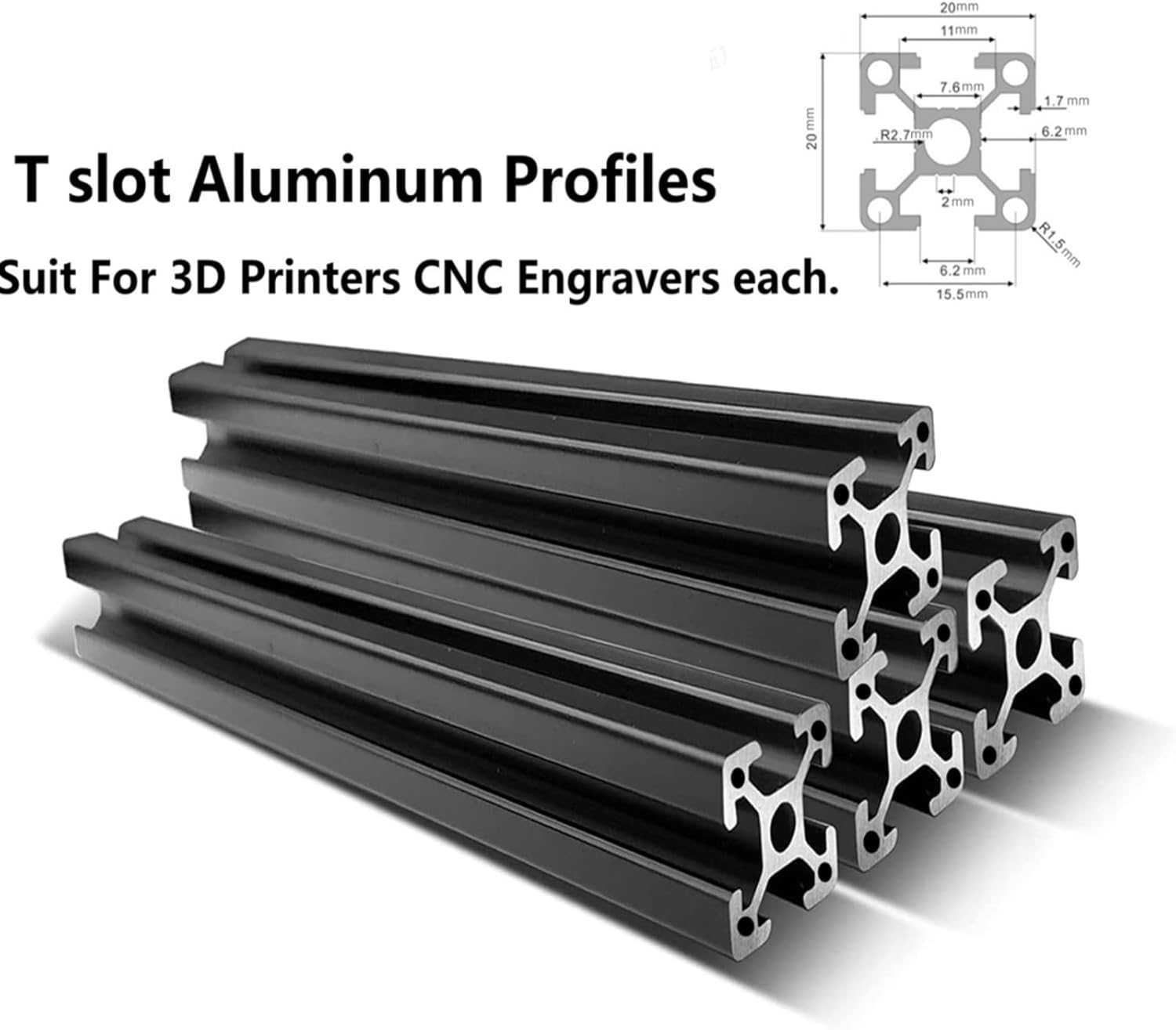 2020 T-Slot Aluminium Extrusion Profile Frame Linear Rail for CNC 3D Printer DIY (1000Mm) image number 3