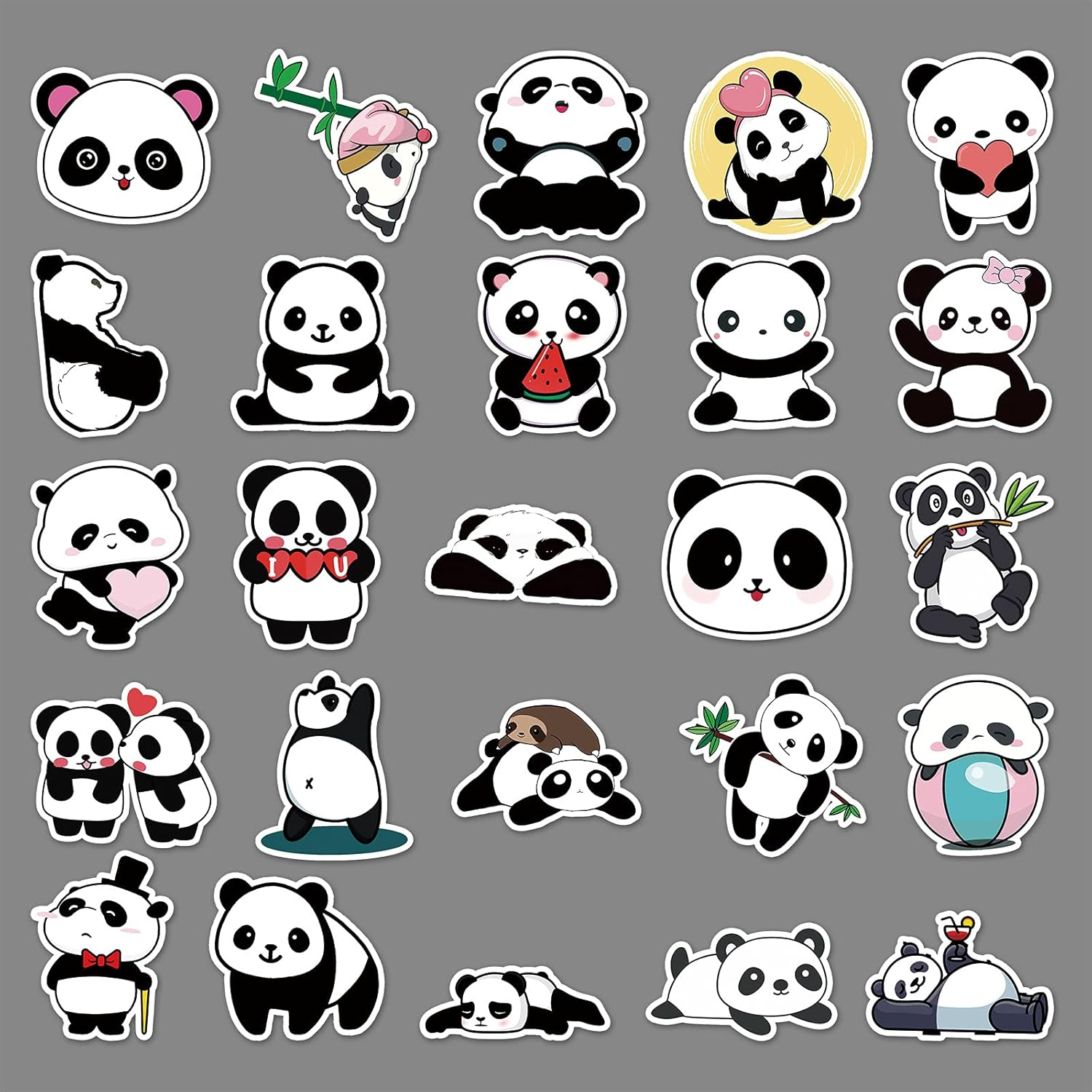 Panda Stickers,50 PCS Panda Graffiti Vinyl Waterproof Decals for Water Bottles Computer Bicycle Skateboard Luggage Phone Pad Laptop Kids Teens Stickers Pack - Blue image number 7