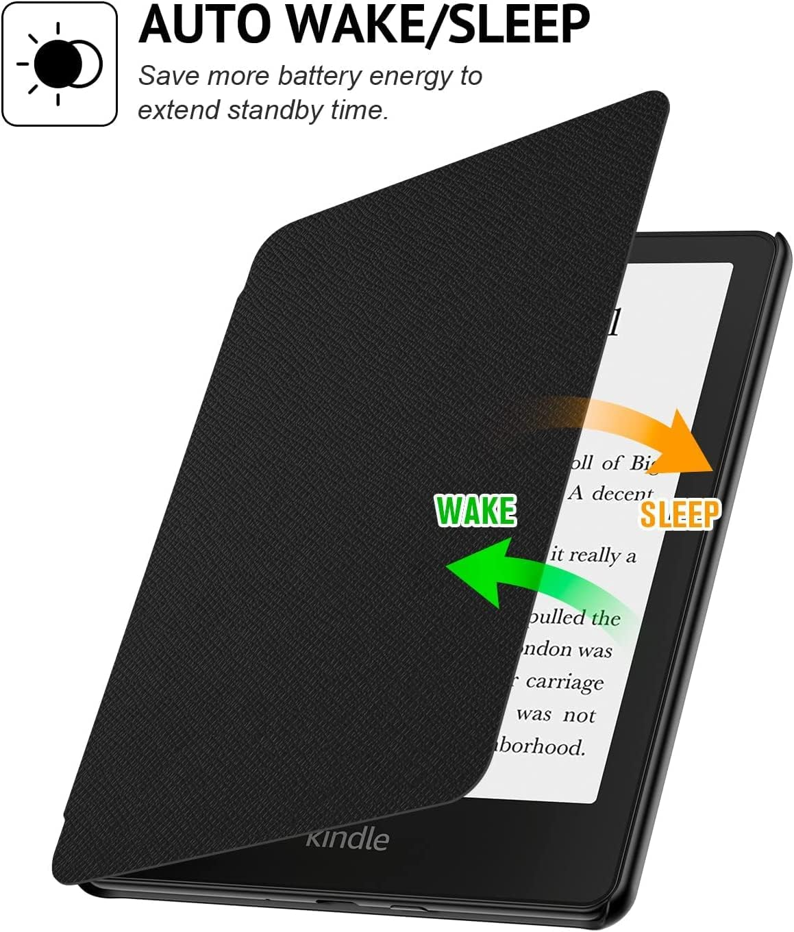 OLAIKE Case for All-New 6.8" Kindle Paperwhite (11Th Generation - 2021 Release), Durable Smart Cover with Auto Sleep/Wake, Only Fit 2021 Kindle Paperwhite or Signature Edition,Black image number 6