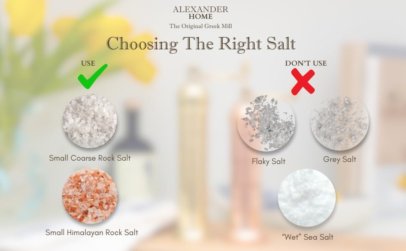 Alexander Home the Original Greek Salt Mill 9 Inch Tall | European Salt Mill Grinder with Crank Handle | Manual Salt Grinder | Salt Refillable - Brass image number 4