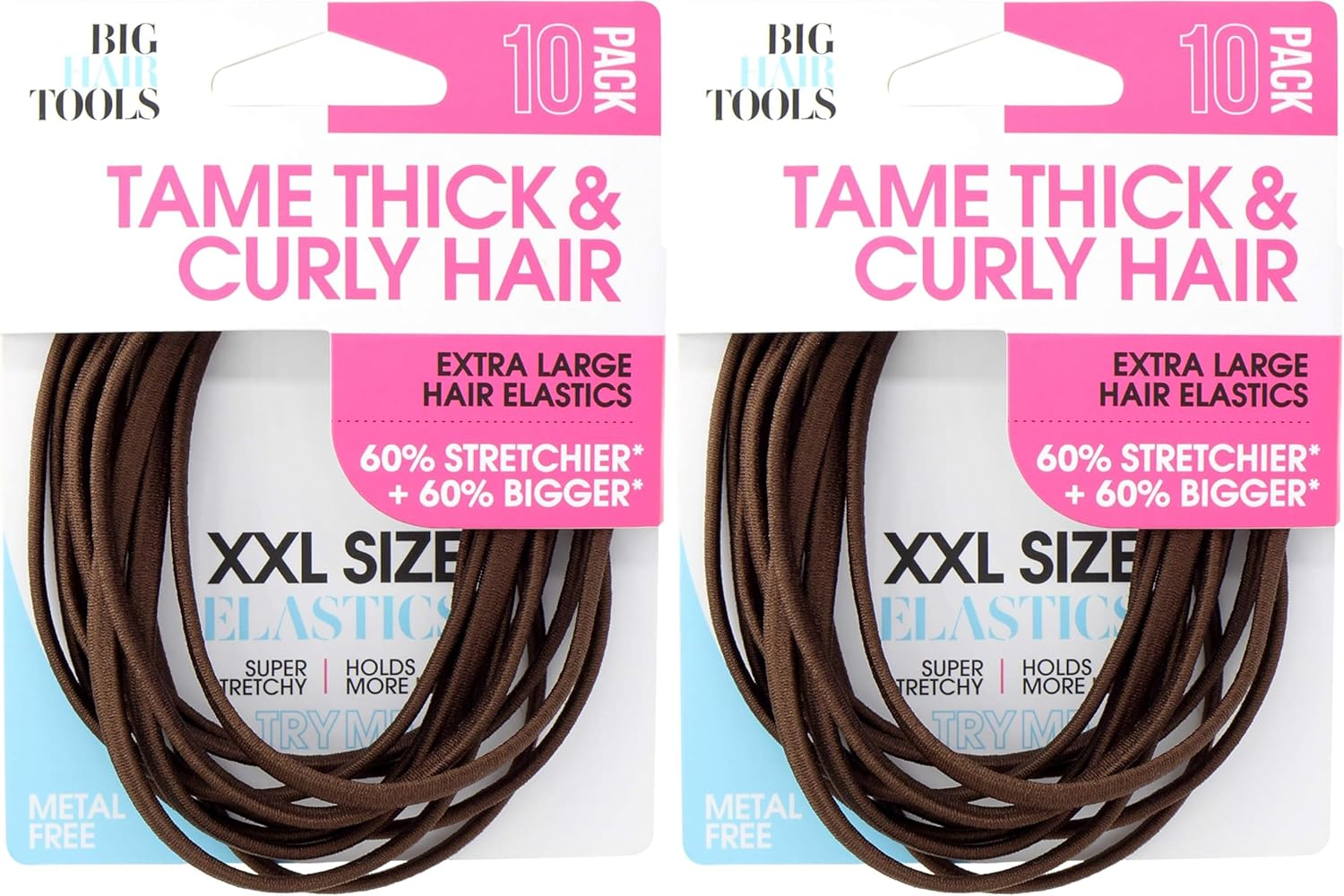 Big Hair Tools XXL Size Hair Elastics Flat - Brown