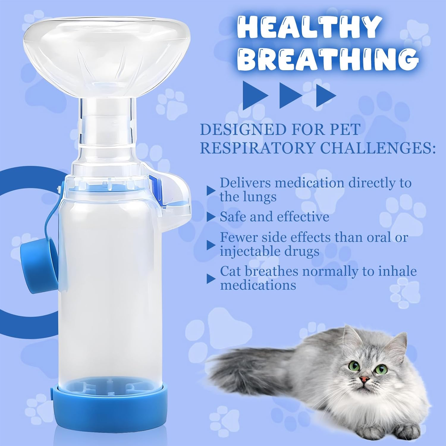 Exatta Inhaler Spacer for Cats and Dogs, Pet Inhaler Spacer with 2 Sizes Masks Cats Dogs, Aerosol Chamber, Hand Inhaler Spacer image number 2