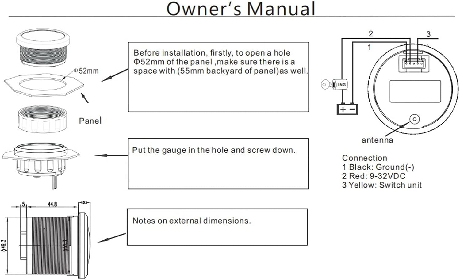 GPS Speedometer, DC 9-32V IP67 Waterproof LCD Display Digital Speedometer for Boat, Yacht, Outboard (Black Dial Black Cover) image number 1