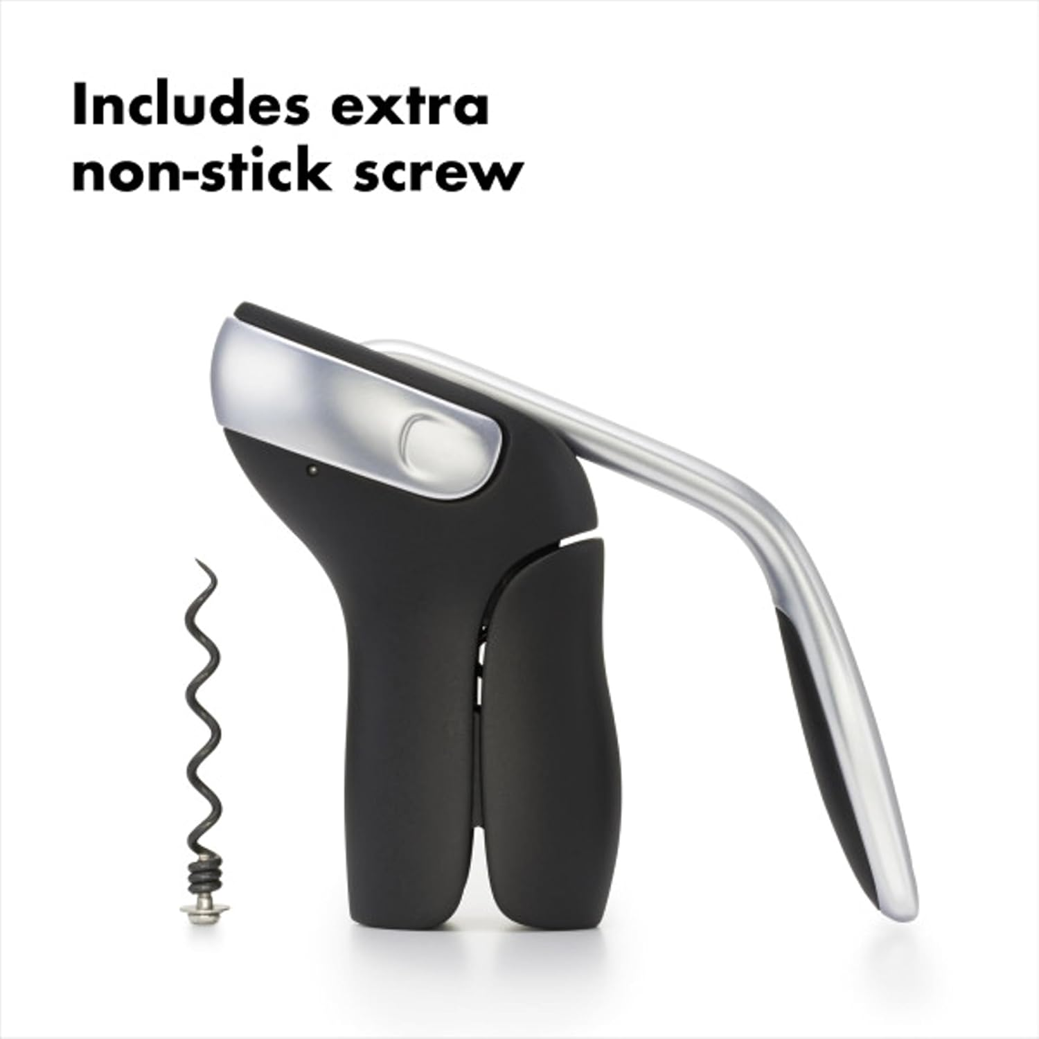OXO Steel Vertical Lever Corkscrew with Removable Foil Cutter, Black/Silver image number 6