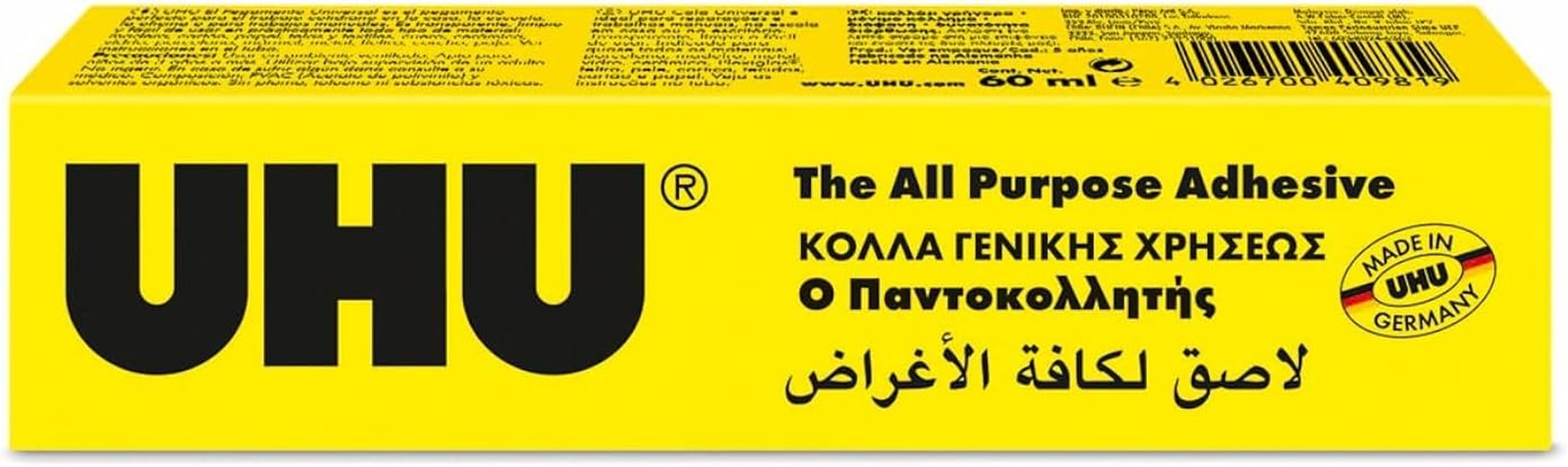 UHU 3-63697 Purpose Adhesive 60Ml Boxed-62142, Clear, 60 Ml Tube image number 6