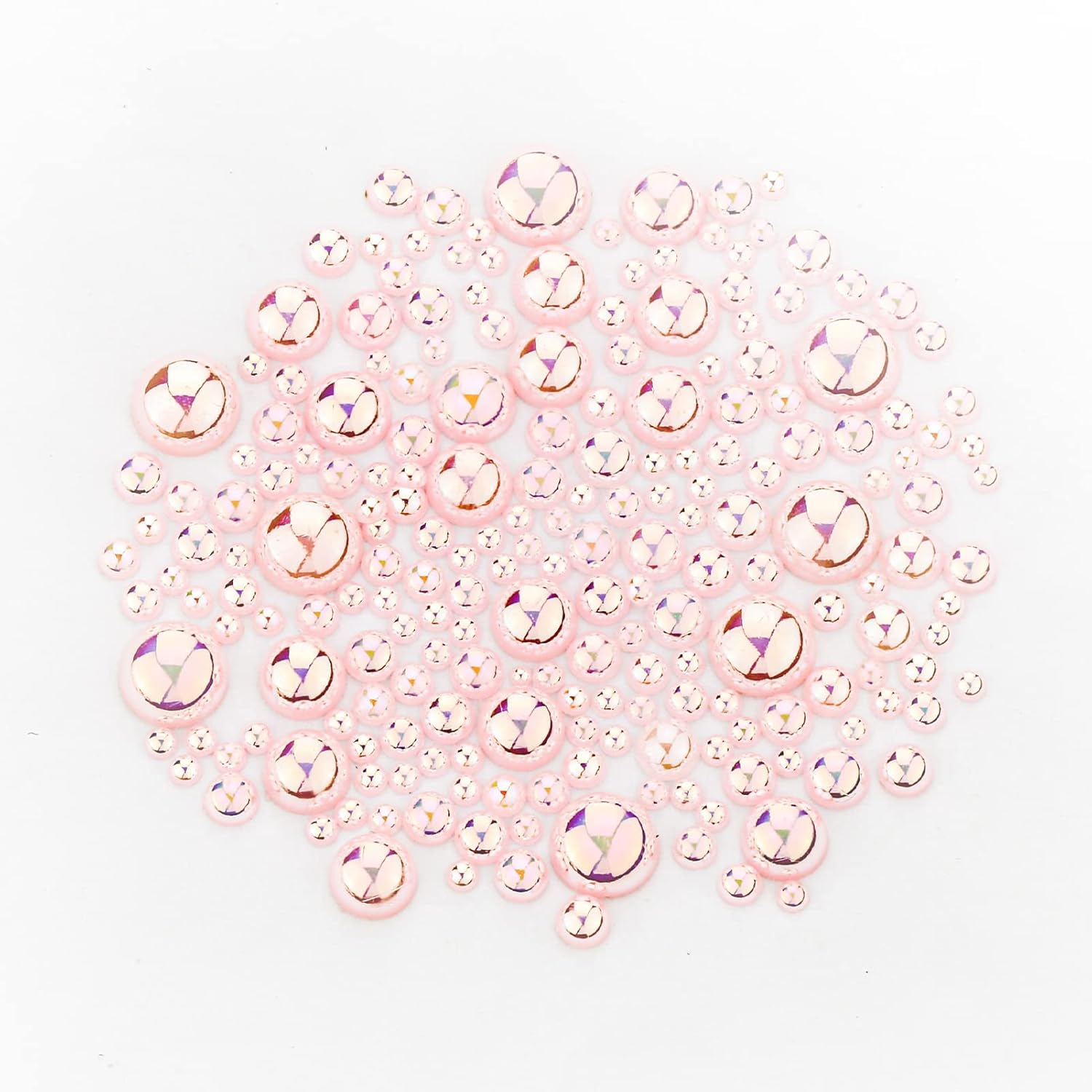 6540PCS Light Pink AB Resin Flat Back Pearls Rhinestones,Mixed Size 2/3/4/5/6/8/10Mm Half round Pearl Beads Nail Gems Rhinestone with Tweezers and Picker Pencil for Crafts Nail DIY Decoration - Black image number 4