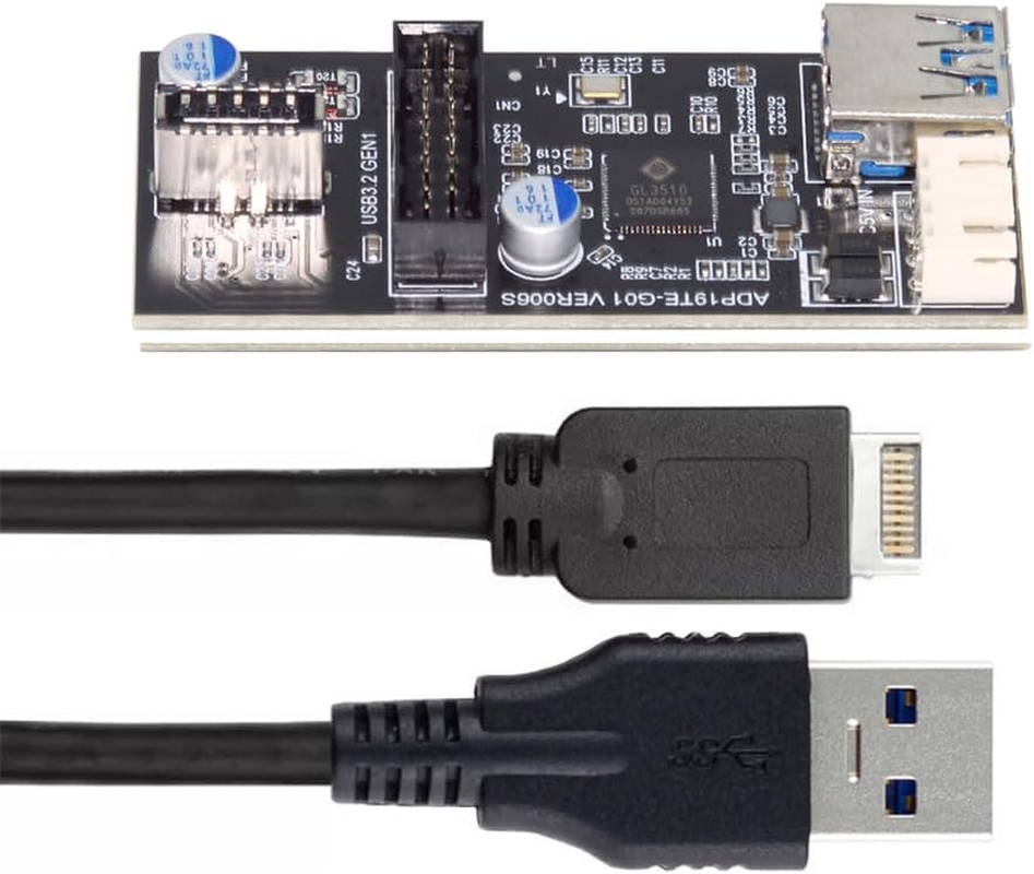 Cablecc 5Gbps Single 19/20Pin Header to USB 3.0 19/20Pin Dual Ports Female PCBA Type 1 to 2 Adapter Splitter HUB