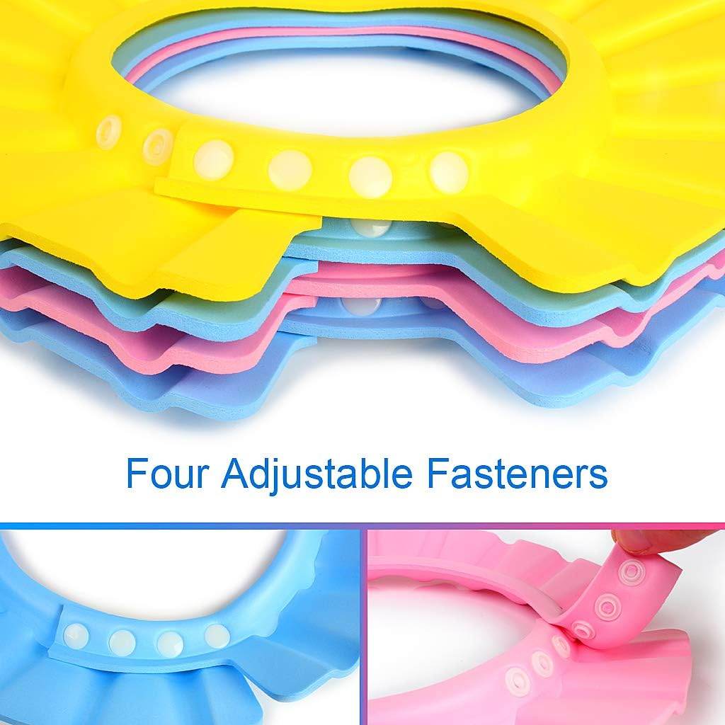 Safe Shampoo Bathing Cap Hat, Ewinever 4PCS Bath Protection Eyes & Face Cap Soft Adjustable Visor Hat for Toddler, Baby Kids, Children image number 5