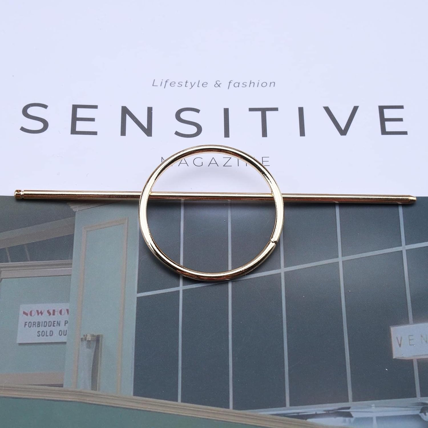 Wendalern Circle Stick Hair Clips Geometric round Hair Clip Metal Hair Holder Clips Gold Minimalist Hair Clips Decorative Hair Accessories for Women and Girls image number 6