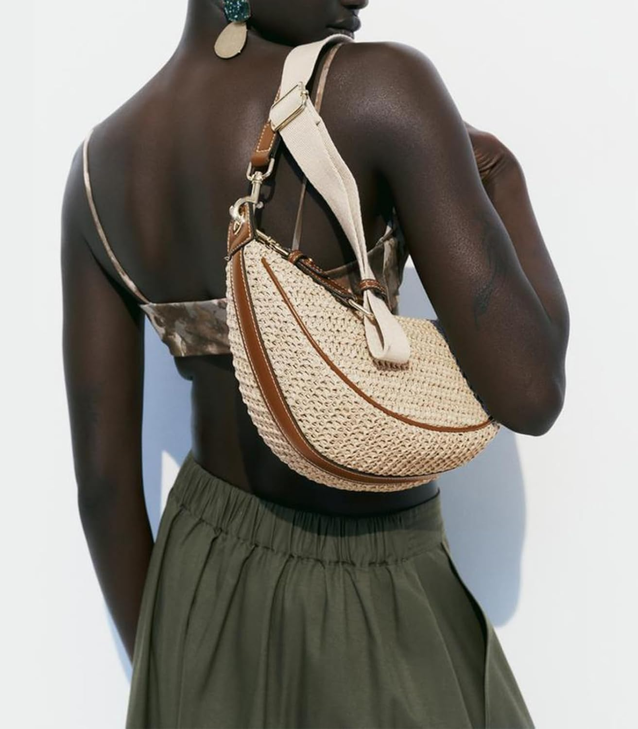 Straw Crossbody Bags for Women Beach Woven Hobo Handbag Summer Chic Crescent Shoulder Purses with Adjustable Strap 2025 image number 1