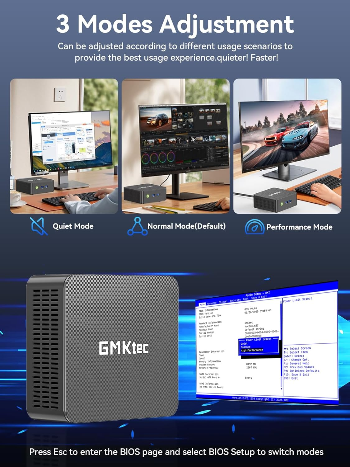 Gmktec Mini PC Computres N95(Turbo 3.4Ghz) 16GB DDR4 512GB SSD Desktop Computer 4K Dual HDMI Display/3X Usb3.2/Wifi 5 BT5.0/RJ45 Ethernet Nucbox G3S