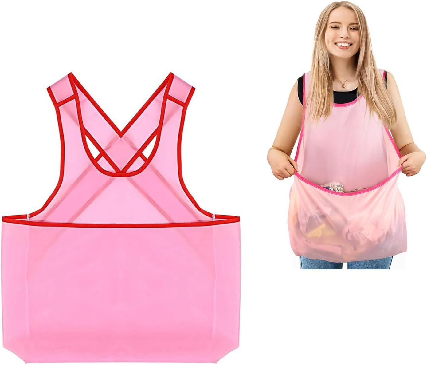 Tjhypenete Portable Clothes Drying Apron, Waterproof Laundry Apron with Pouch, Sleeveless Laundry Apron with Large Pocket, Clothes Hanging Apron, Shoulder Sling Apron for Gardening, Cooking, Airing image number 6