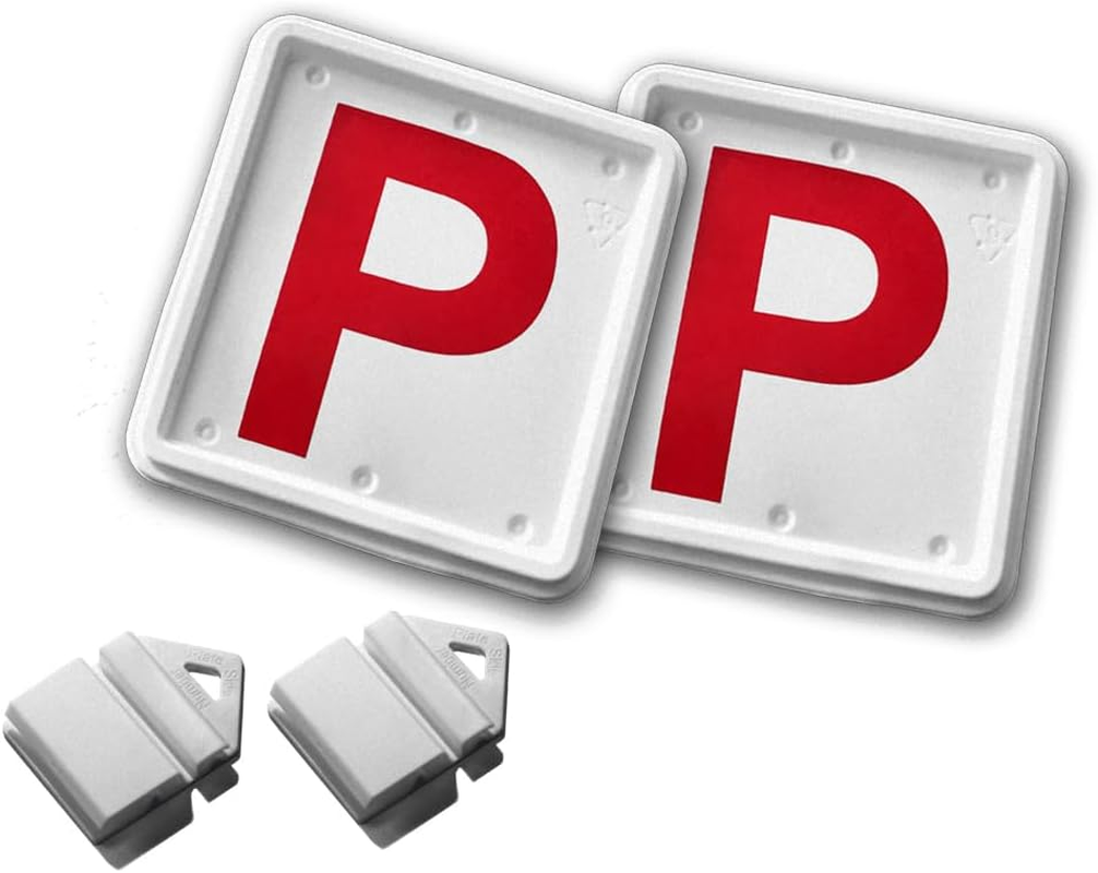 Clip It on Clips Easy to Attached & Removed from Licence Plate 2 White Clip with 2 P/L Plate (Red P) - Green P image number 5