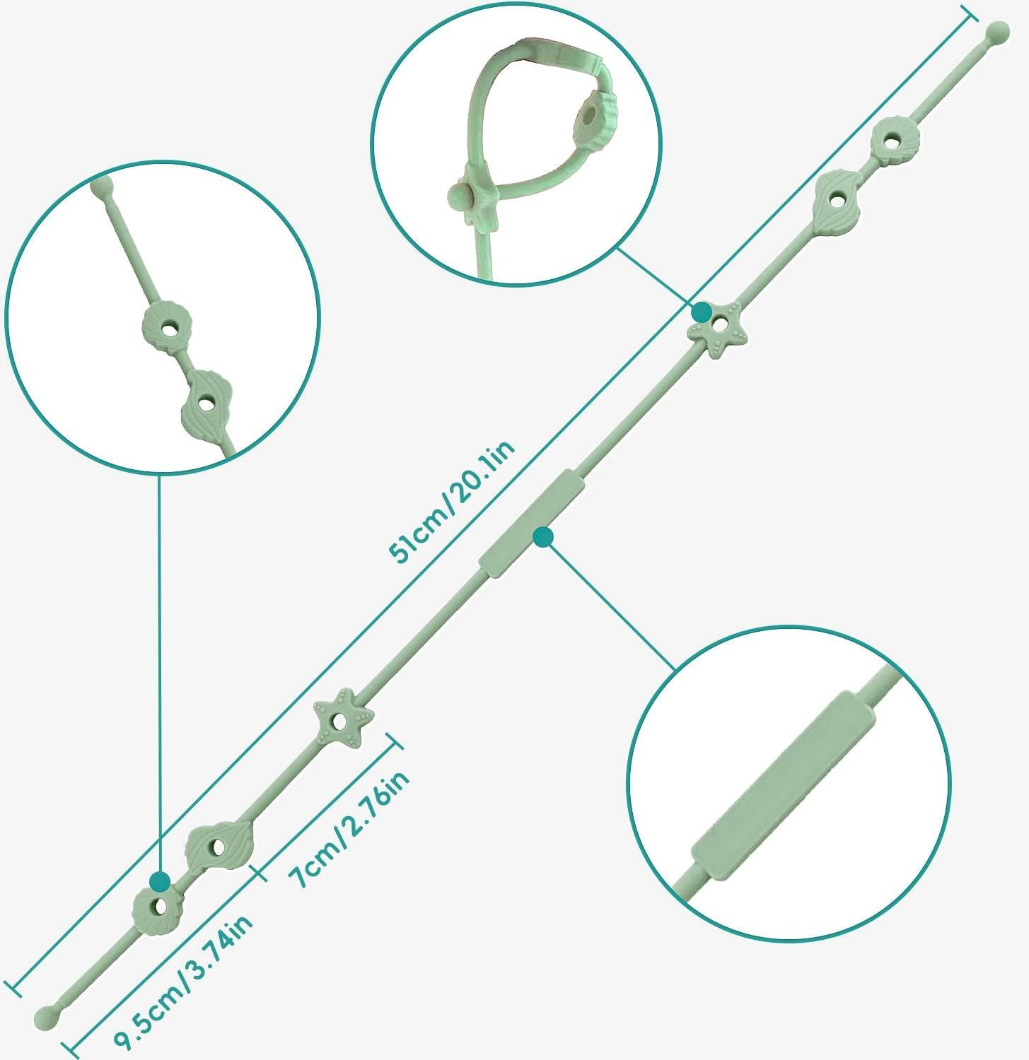 4 Pack Dummy Clip Baby Toy Straps, Silicone High Chair & Stroller Straps, Pacifier Clip Holder with One Piece Design, Soft Flexible Binky Clips with Texture for Baby Boys and Girls image number 6