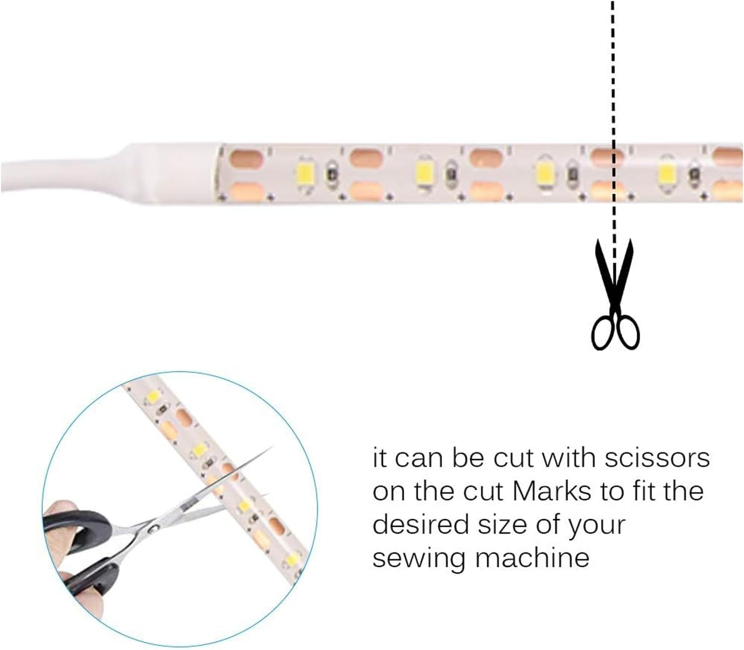 Tooloflife TF USB Sewing Machine Light - 5V 3.6W Super Bright 30Cm LED Strip with Touch Dimmer, IP55 Waterproof - for Cabinet, TV Background, Fits All Machines image number 4